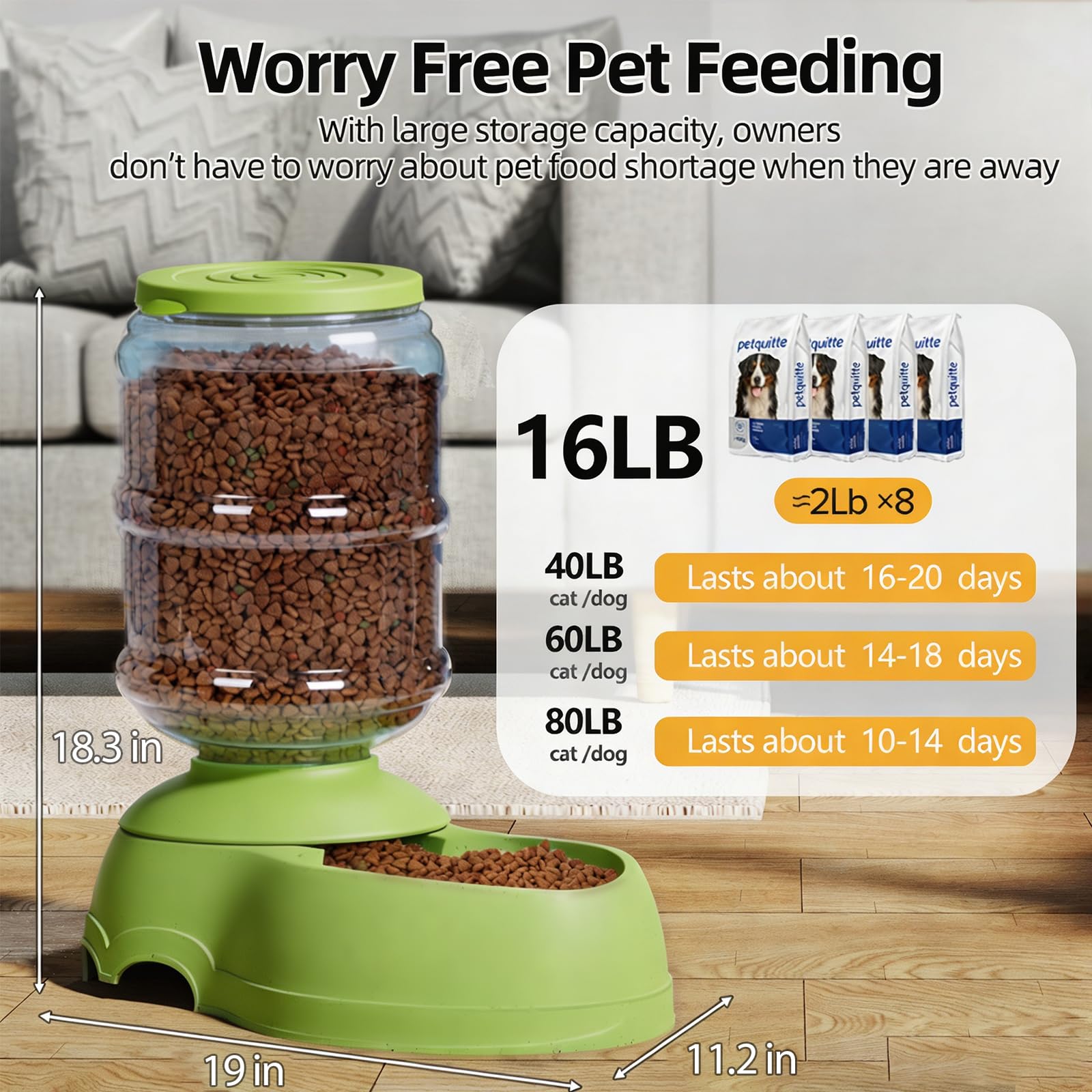 Kenond 11L Gravity Automatischer Hundefutterspender Hundefutterspender für