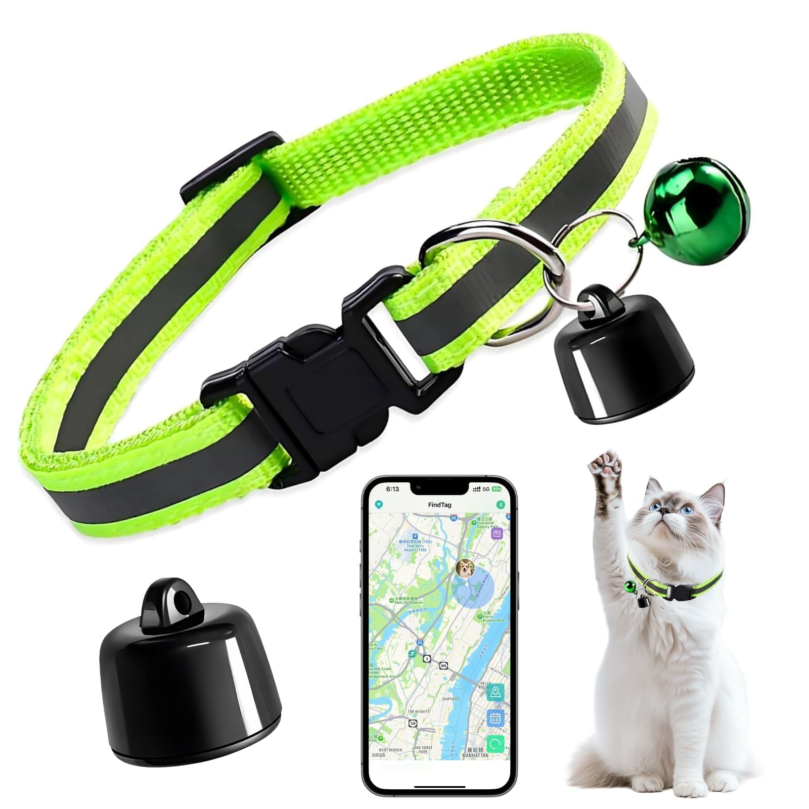 Mini Pet Tracker for Cats and Dogs, Smart GPS Cat Tracker