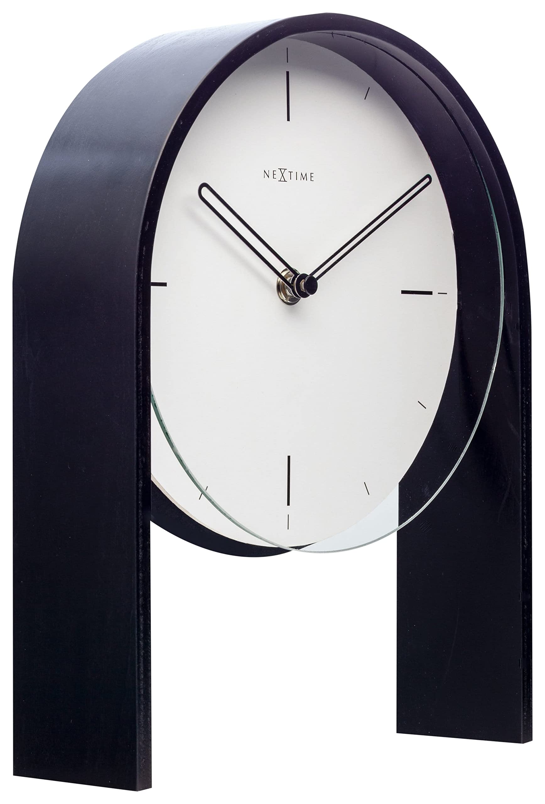 Niezwykły zegar stołowy NeXtime 5225WI Noa Table, bardzo elegancki i nowoczesny, wykonany z drewna, biały 27x21x6,5cm