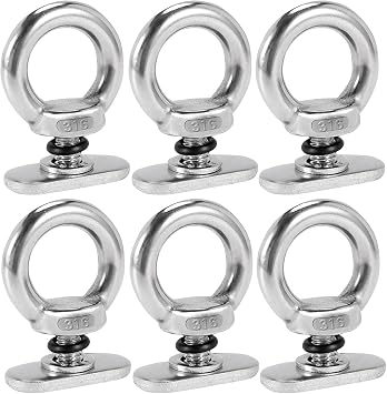 Kayak Track Mount Tie Down, Track Mount Eyelet Rail Accessories 316 Stainless Steel for Kayak Cart, Canoe, Cooler