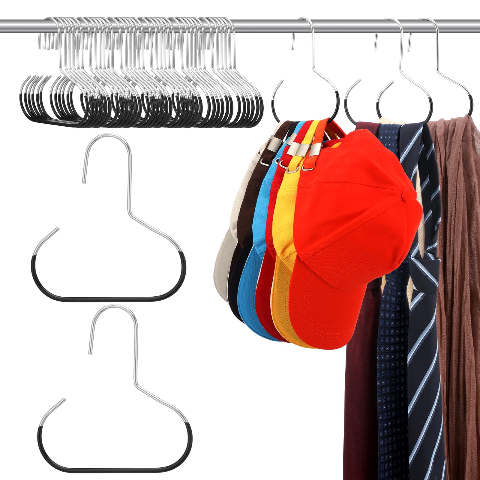 Zonon 12 Pcs Scarf Hangers for Closet Metal Belt Ring Hanger, Black