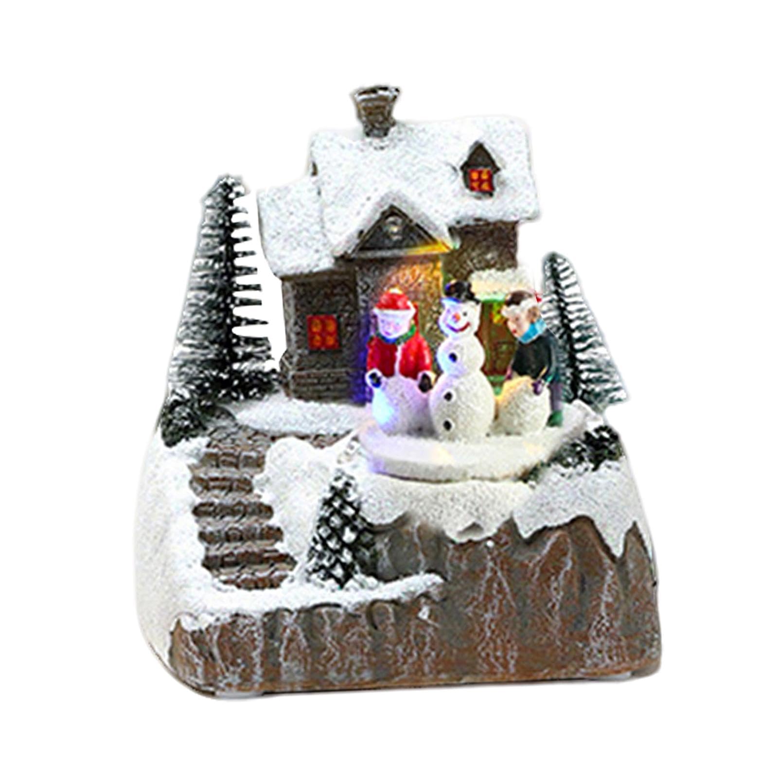 Carillon Natalizio Ornamentale Villaggio Natalizio Led Decorativo in Resina con Paesaggio Innevato Adatto per Salotto, Bambini E Pupazzo di Neve