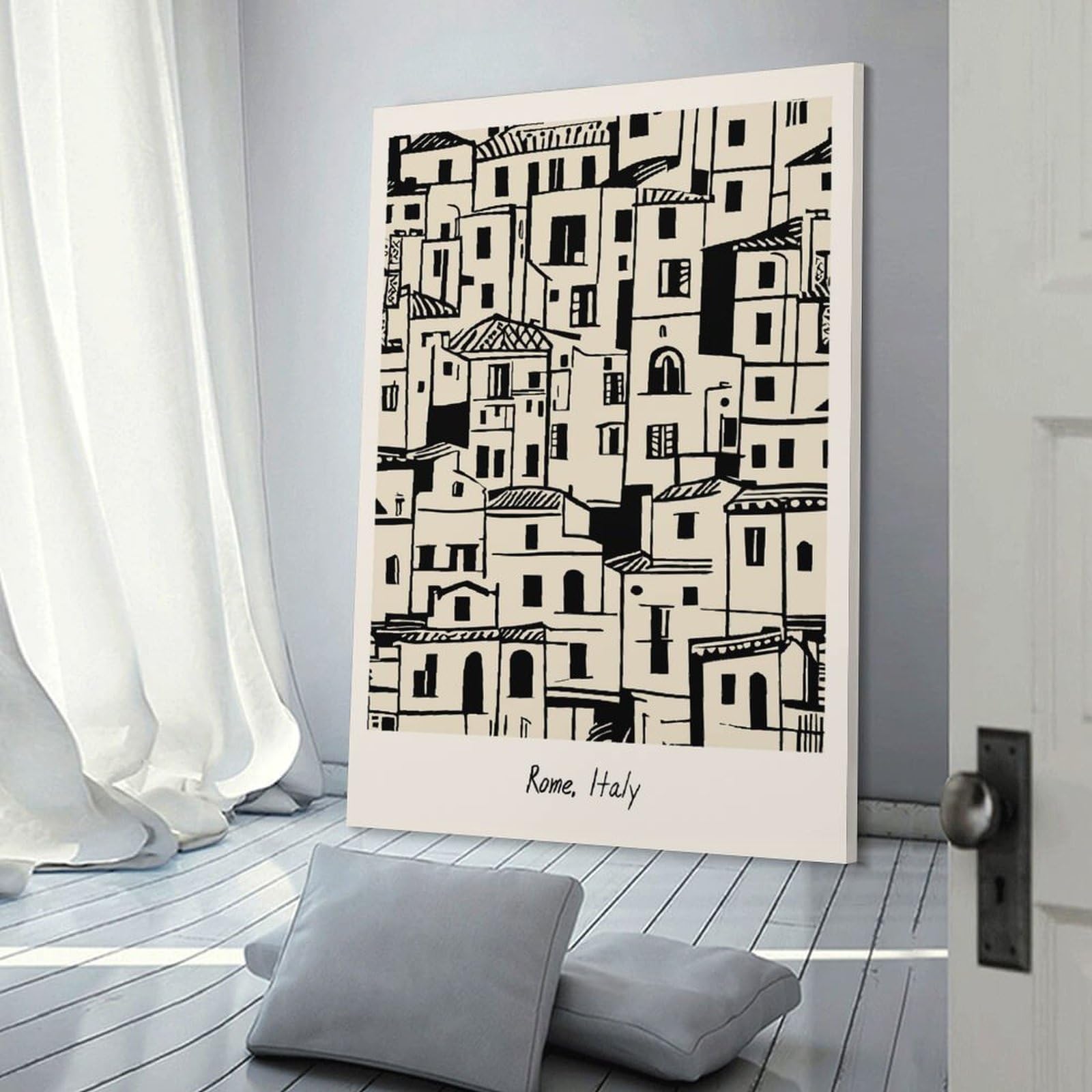 Junmoney Decorative Canvas Print Rome Italy Travel Wall Art, 20x30inch(50x75cm), for Home Office, Desk Area Or Studio, Home Office Artwork with Decorative Appeal