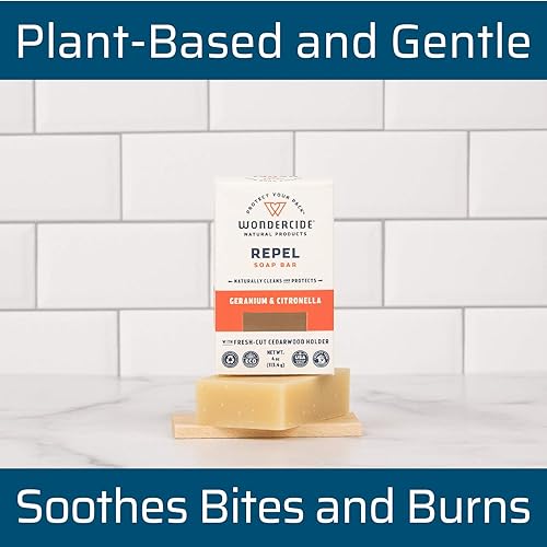 Miniatura 3 de Wondercide - Barra de jabón repelente para niños y familia - Citronela y geranio - Con aceites esenciales naturales aceite de coco y manteca de