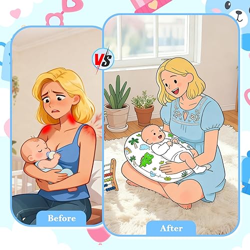 Miniatura 4 de Almohada de lactancia para lactancia materna y biberón, diseño ergonómico en forma de C con relleno transpirable y funda lavable extraíble, soporta