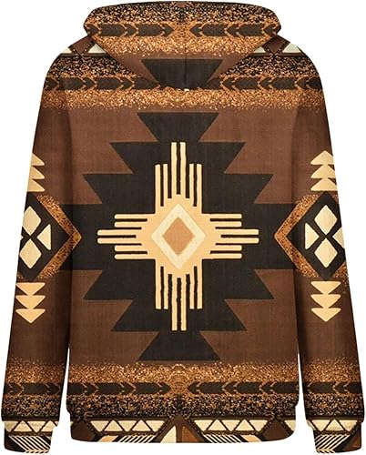 Miniatura 4 de Sudaderas con capucha de manga larga para mujer, estilo azteca occidental, camisetas vintage, ropa de vaquera 2023,