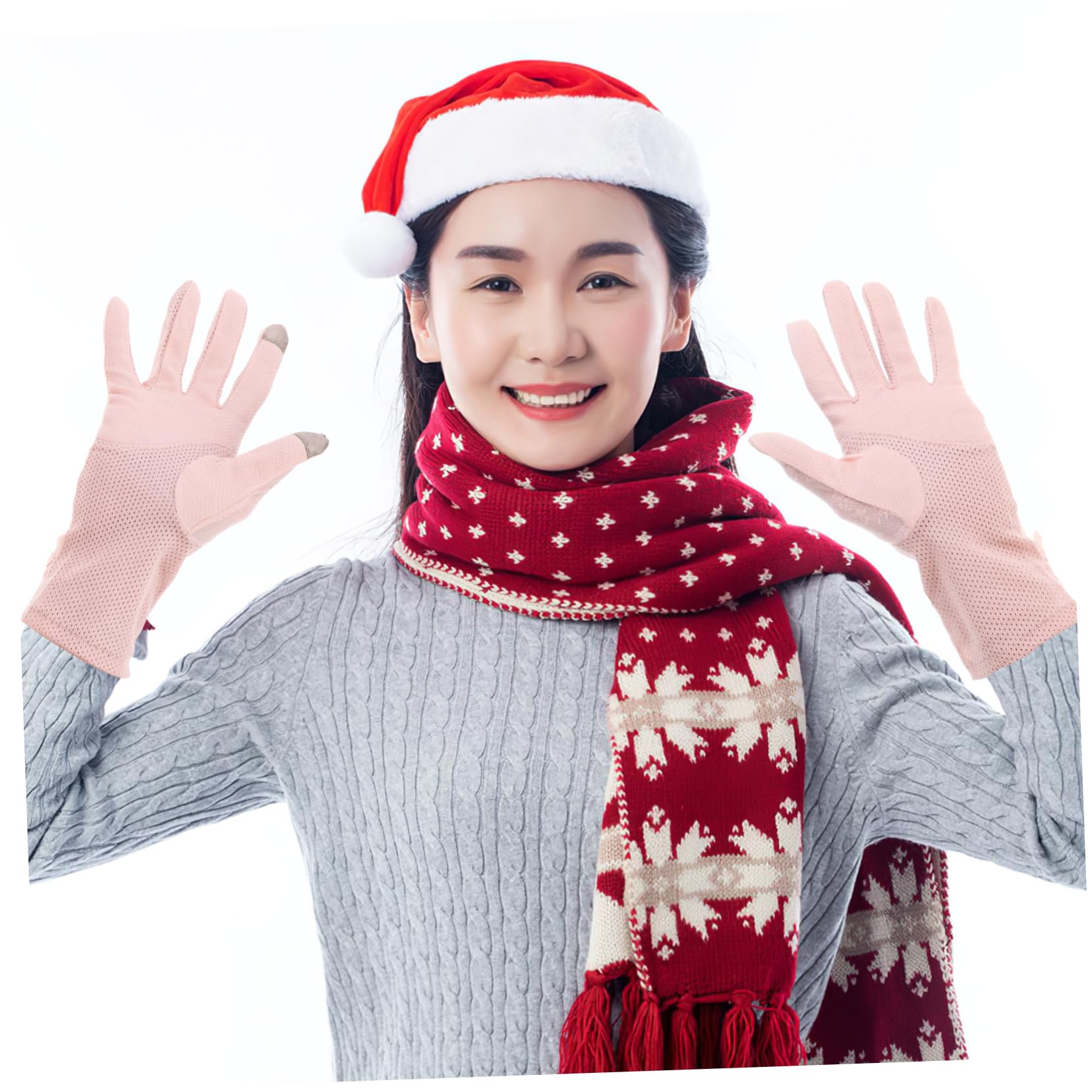 Ipetboom Non-Slip Screen Gloves Women Outdoor Screen Touch Gloves Lace Mittens Three Fingers for Easy Phone Operation Random Style