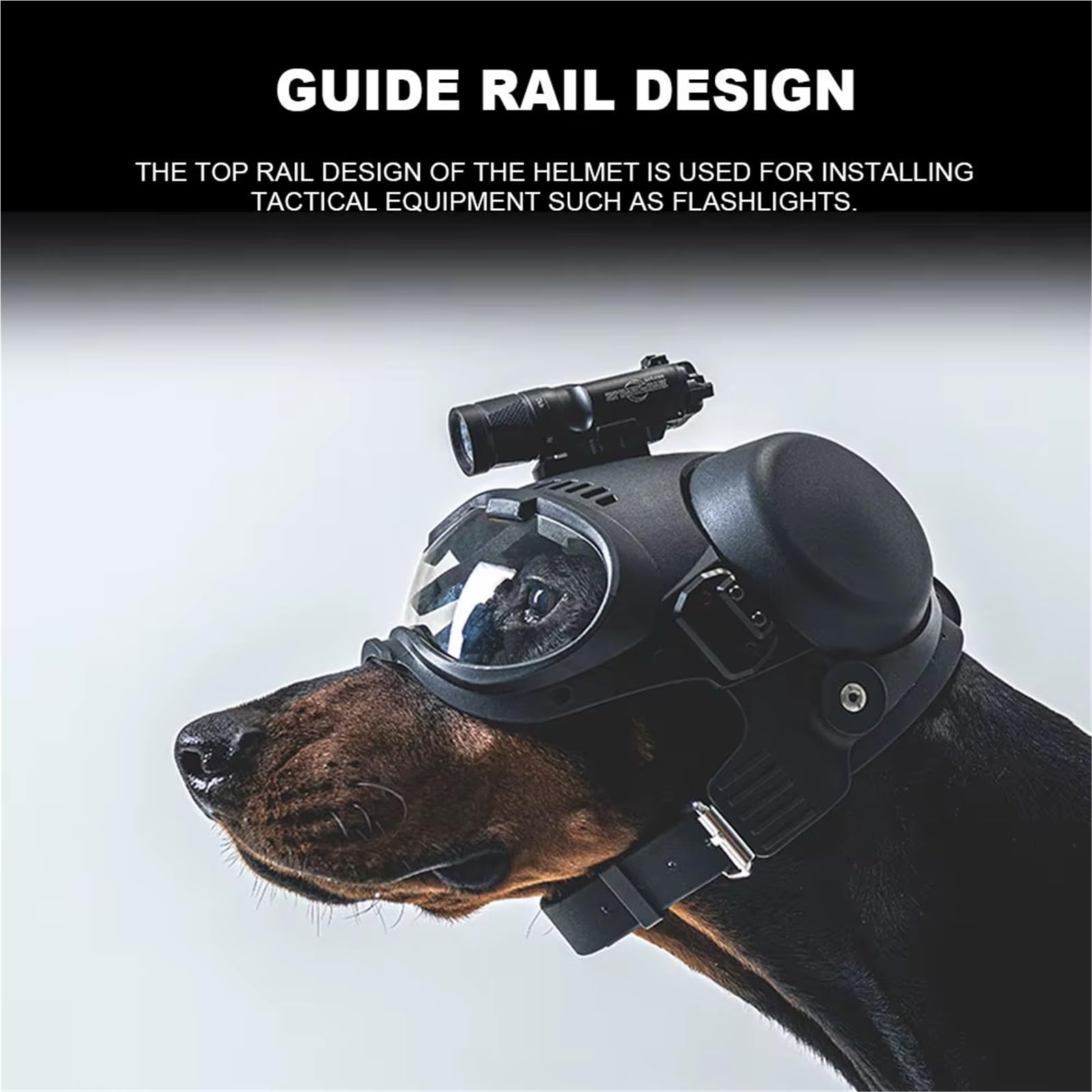 Casco Táctico Perros con Gafas Protectoras Pastor Alemán Casco Ajustable Perros Orejeras Extraíbles, 2 Lentes, Riel Picatinny Almohadillas EVA para Perros Trabajo Razas Medianas