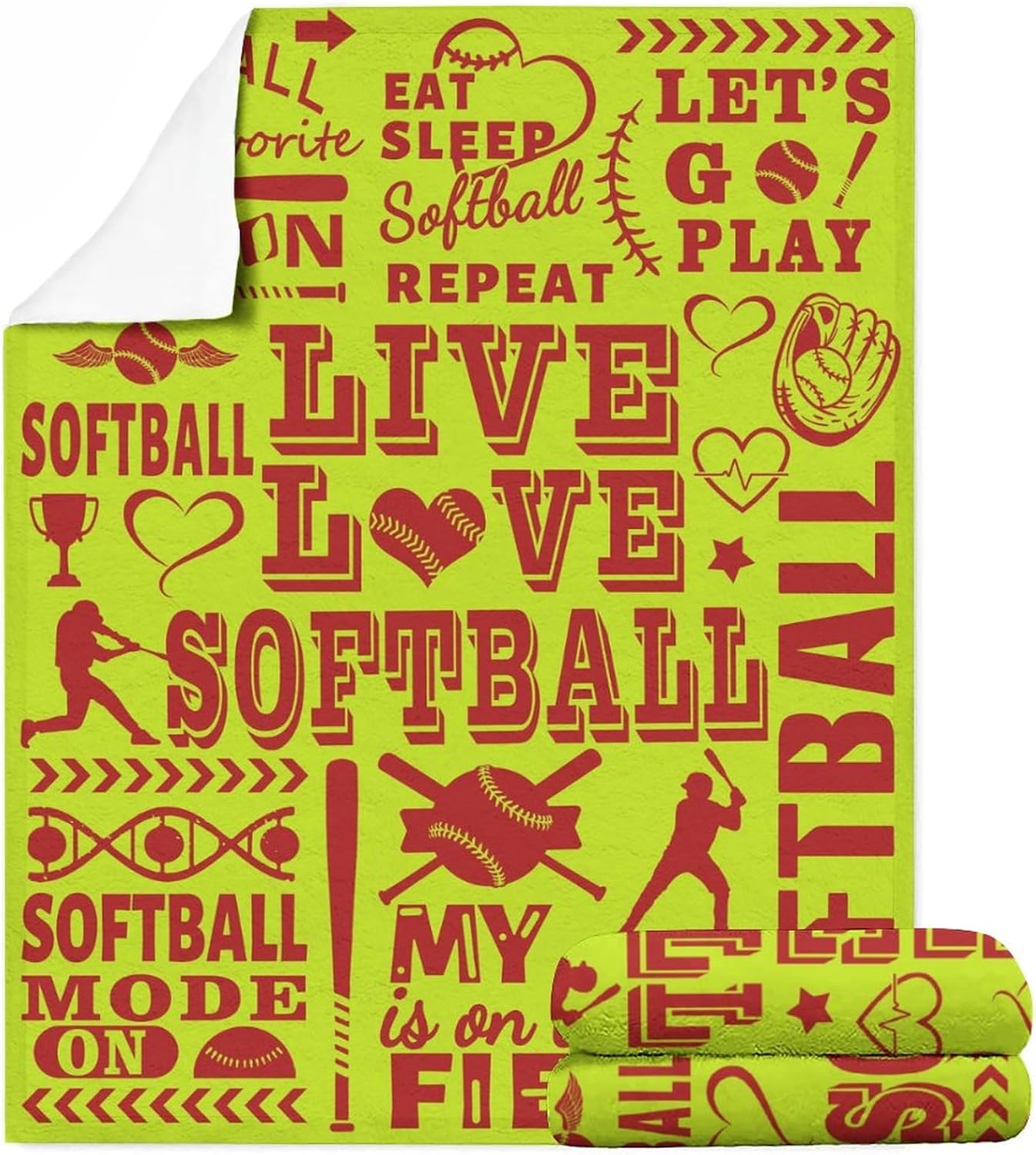 Softball Throw Blanket Softball Gift for Kids Adults Soft Warm Softball Lover Blanket for Couch Bed 60"x50"