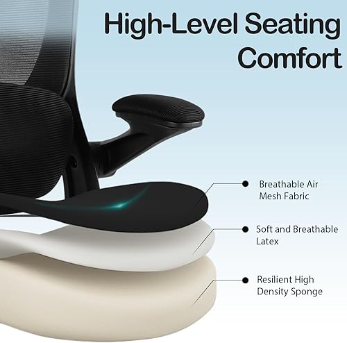 Miniatura 7 de Silla de oficina ergonómica con bloqueo de inclinación, silla de escritorio de oficina en casa con soporte lumbar automático, silla de escritorio de