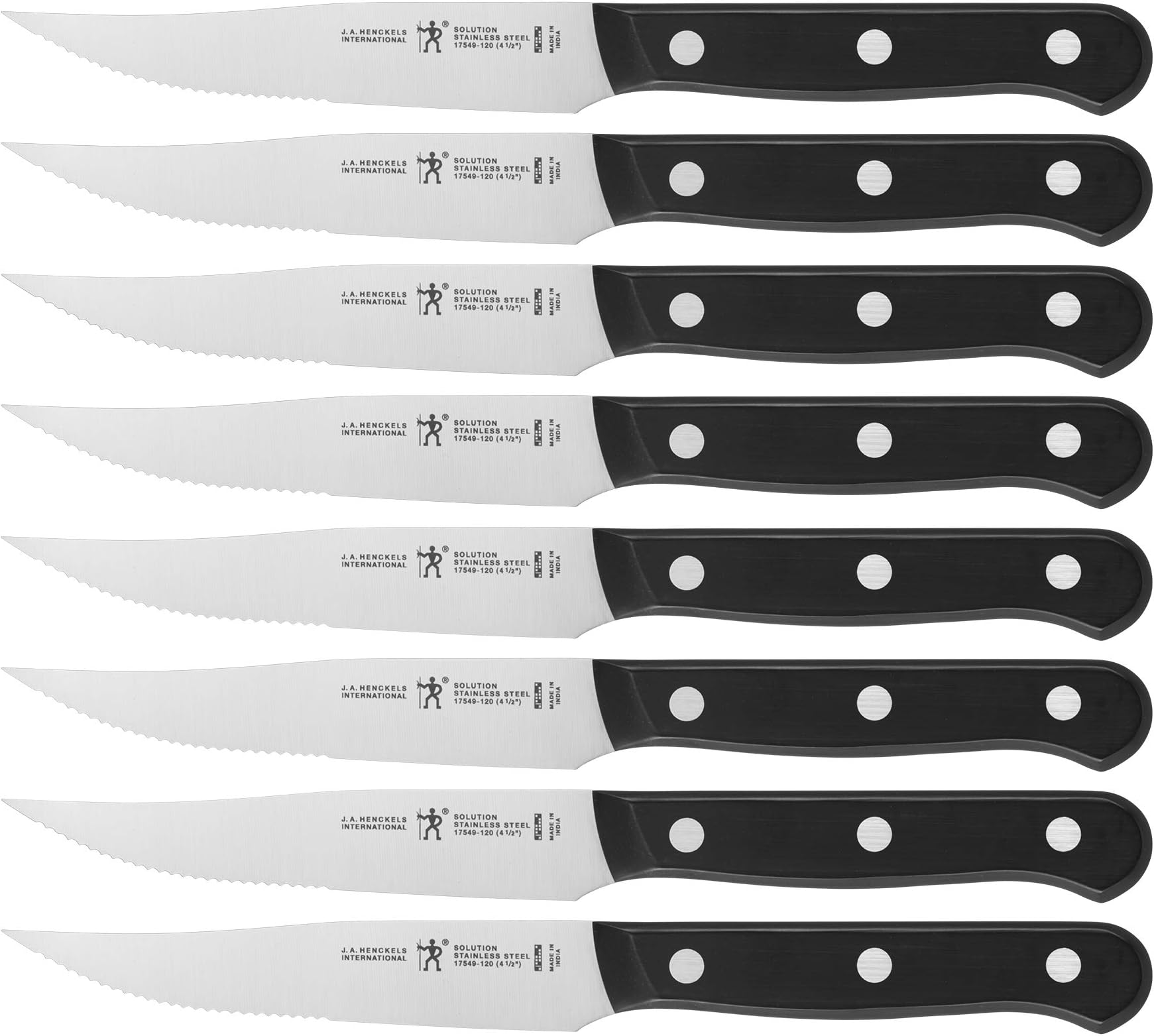 Solution Razor-Sharp Steak Knife Set of 8, German Engineered Informed by 100+ Years of Mastery,Black