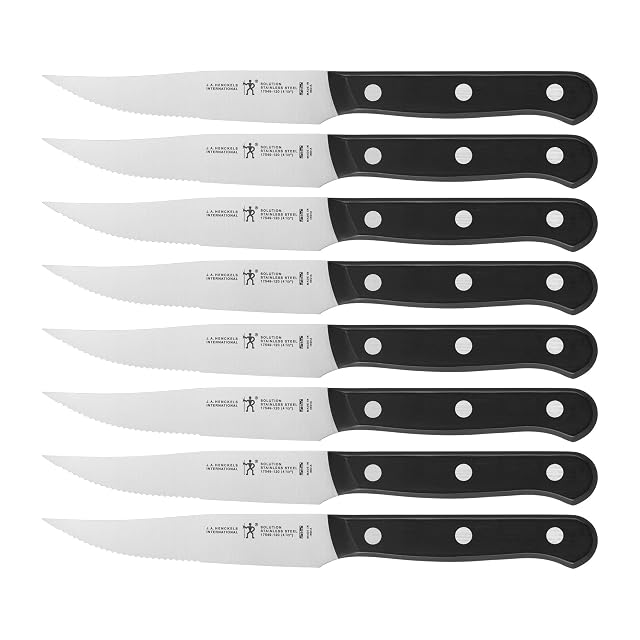 HENCKELS Solution Razor-Sharp Steak Knife Set of 8 German Engineered Informed by 100 Years of Mastery Black