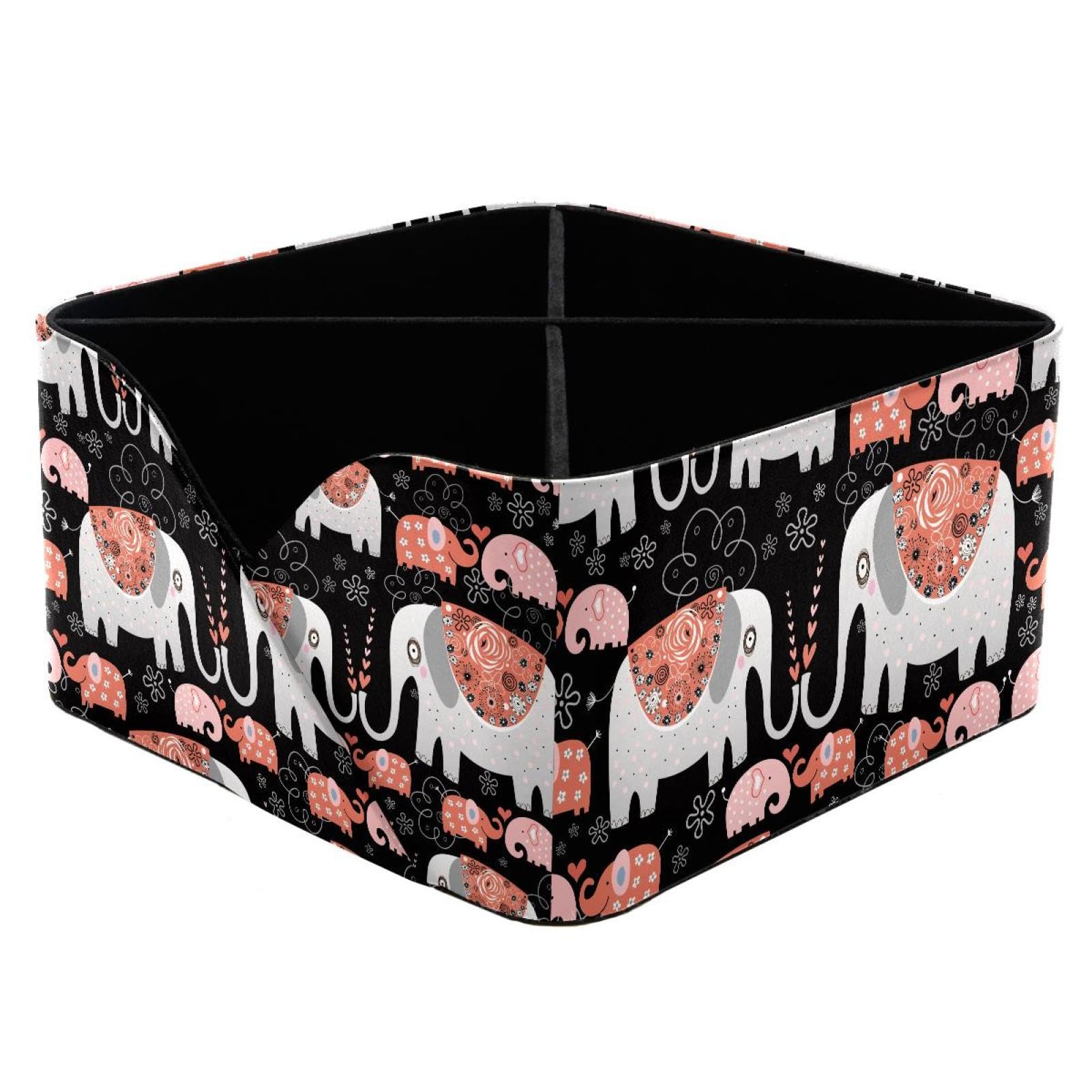KengjuTesu Tribe Elephant Love Desktop Organizer Pen Holder, Rectangular Pencil Cup for Office, Study and Makeup Stations