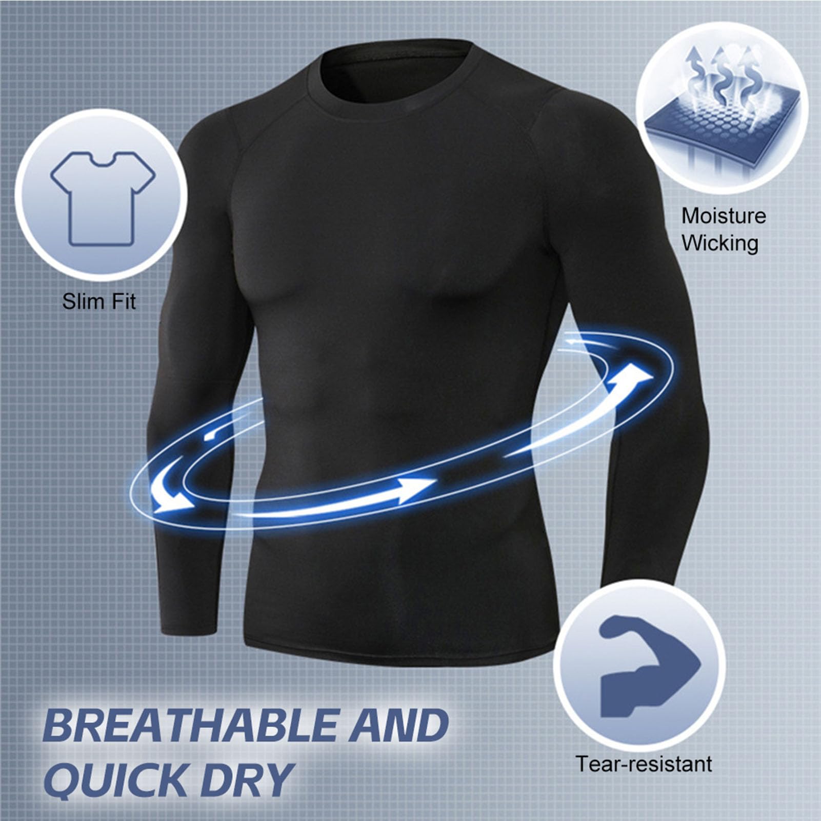 Camisas de Compresión para Hombre, Paquete de 3 Piezas, Entrenamiento de Secado Rápido para Gimnasio, Correr, Yoga con Camisetas de Manga Larga, Ajuste Ajustado (XXL)