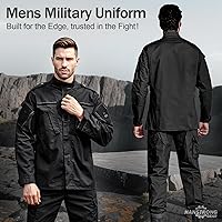 Vista 8 de Militar táctico para hombre caza combate BDU uniforme traje camisa y pantalones con cinturón MC