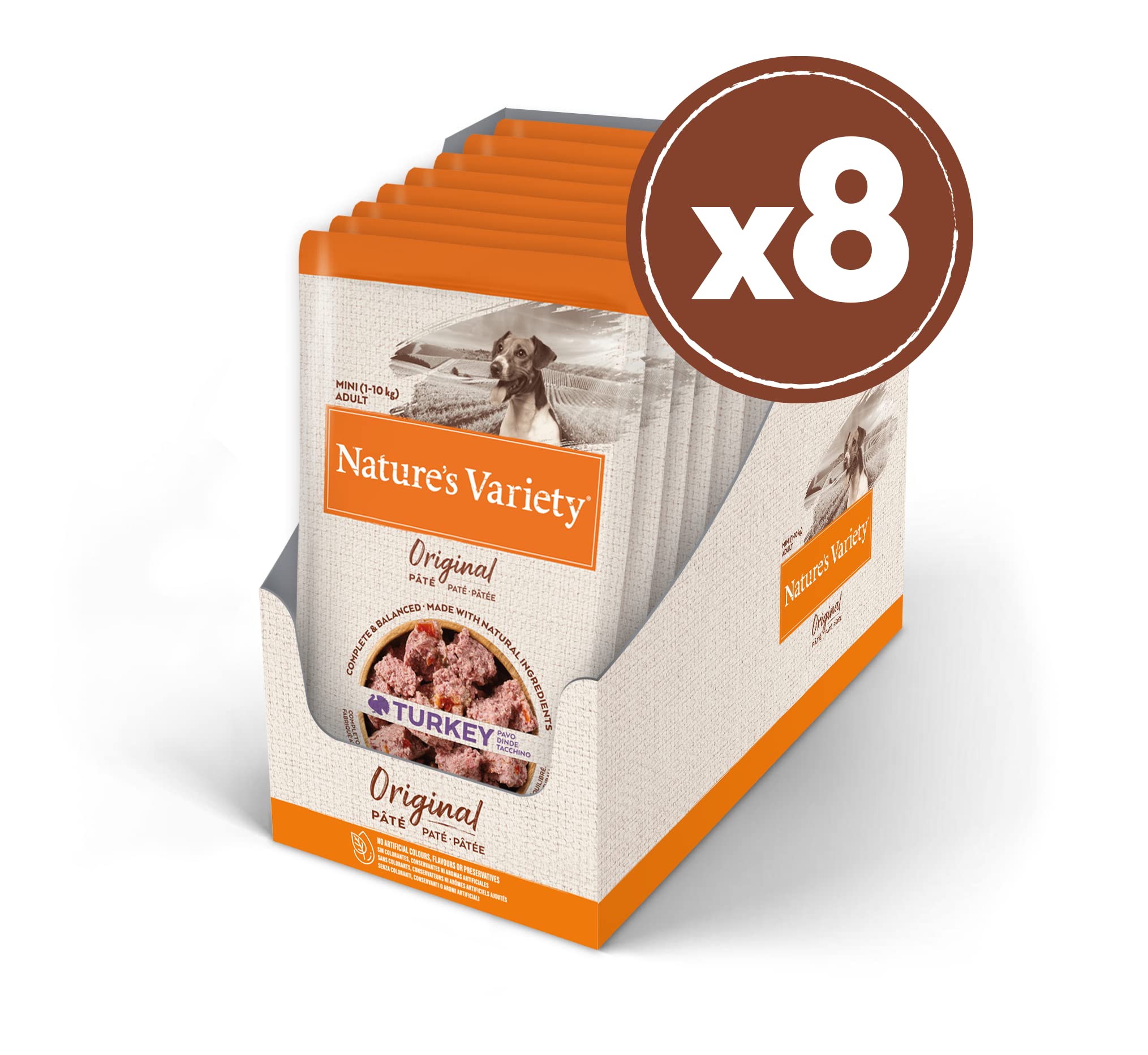 Nature's Variety Original No Grain - Mini pasztety dla dorosłych psów z indykiem - Opakowanie 8 x 150 g