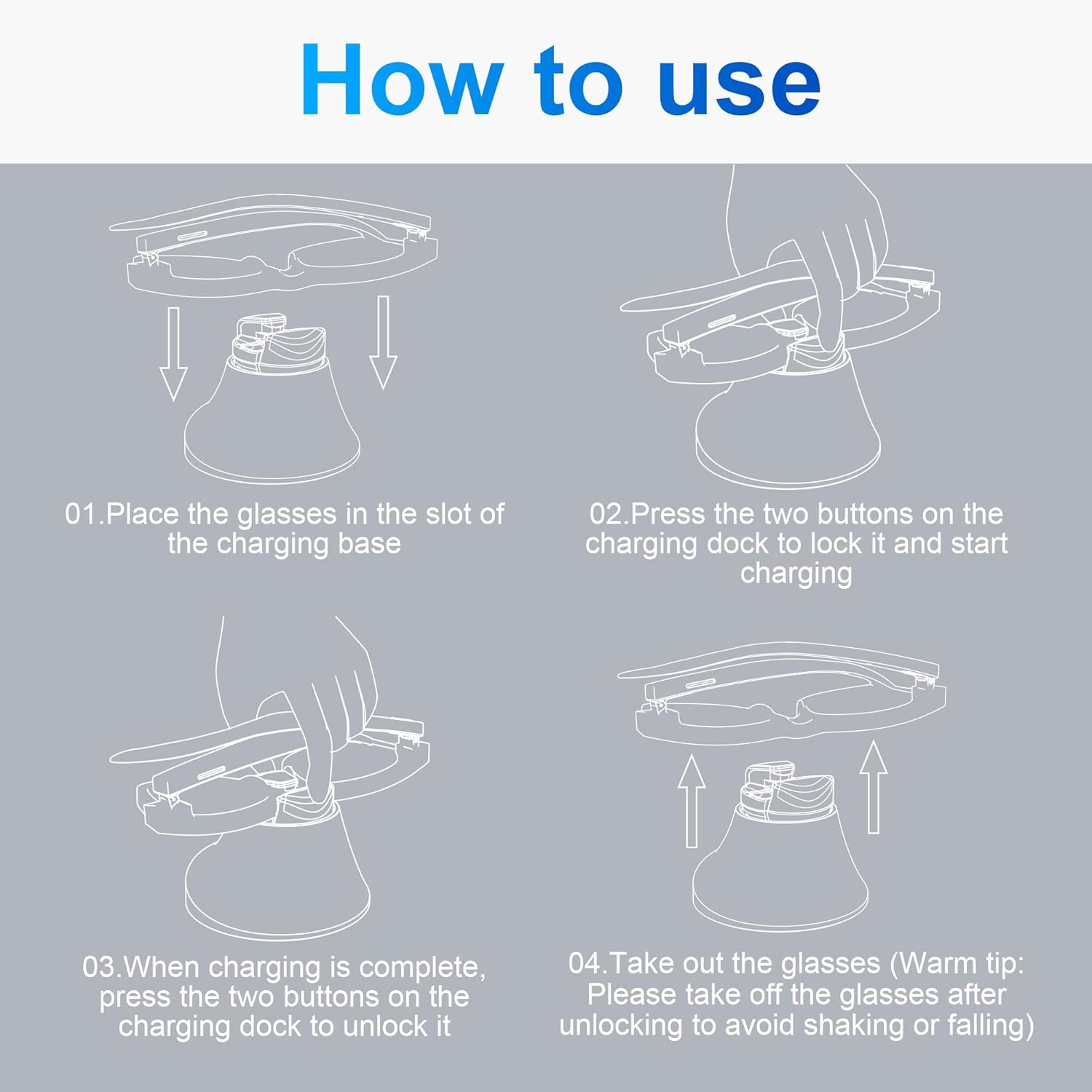 HiBloks Magnetic Charging Station for Ray-Ban Meta Wayfarer/Skyler Gen 2 Smart Glasses Accessories, Fast Charging Dock with LED Indicator Compatible with Rayban Meta Gen 2 & Glasses Case (White)