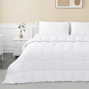 sunflower Comforter Twin Duvet Insert White Twin XL Comforter Down Alternative Filling 100% Cotton Shell All Season for Dorm Hypoallergenic Warm Breathable Noiseless Machine Washable with Corner Taps