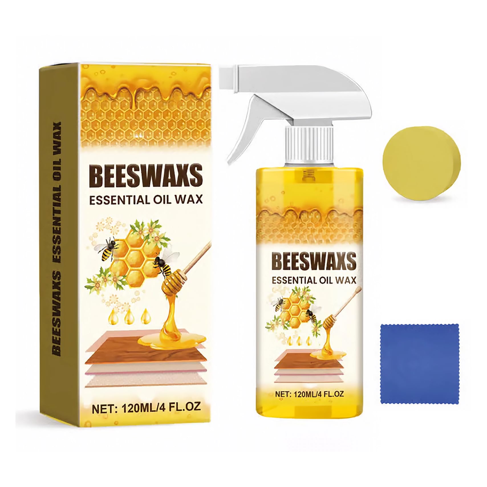 2026 Wood Polishing Beeswax Spray Upgrade Natural Furniture Waterproof Polish and Cleaner for Wood Multipurpose Wood Wax Restorer for Floors Cabinets Tables All Wood Types and Colors (1PCS)