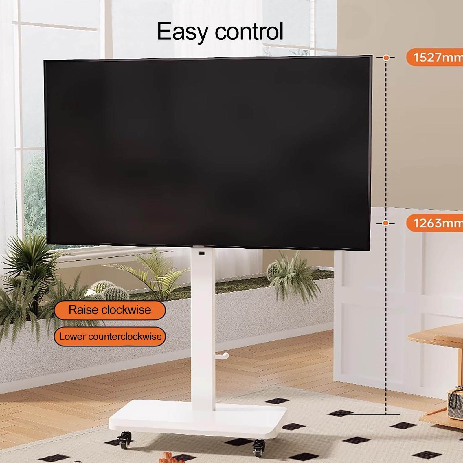 TABOJS Soporte para TV de Altura Ajustable con Ruedas giratorias para televisores de Pantalla Plana LCD L4K de 3270 Pulgadas, Mueble para TV con Capacidad de Carga de 130 Libras