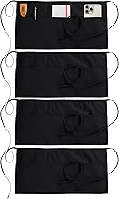 Utopia Wear 4 Pack Server Apron with 3 Pockets, Waist Apron for Waiter Waitress, 12 Inches