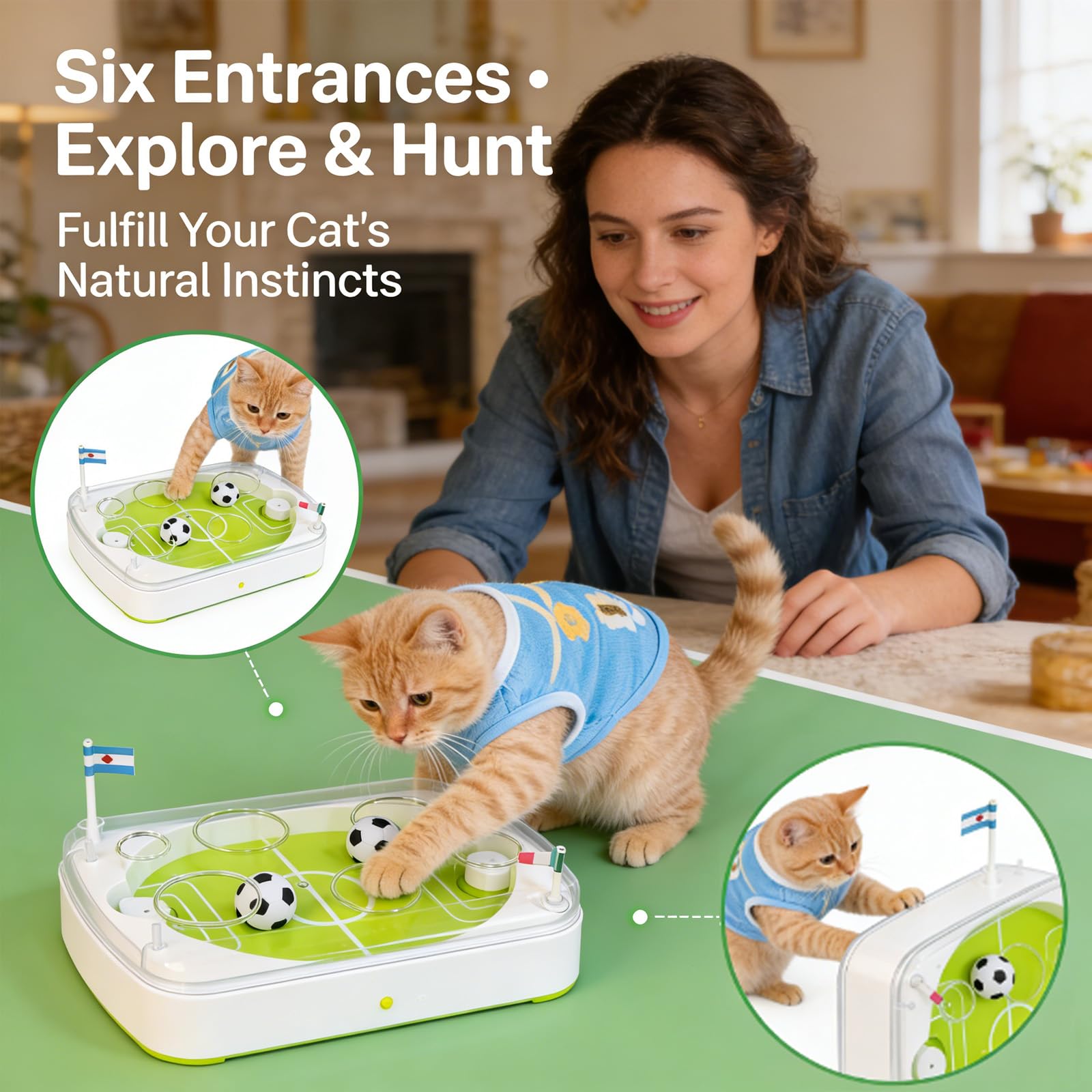 Giocattolo interattivo per gatti con luci LED, palla di erba gatta, sensore di movimento, ricaricabile tramite USB, caccia e allenamento indoor (1 pezzo)