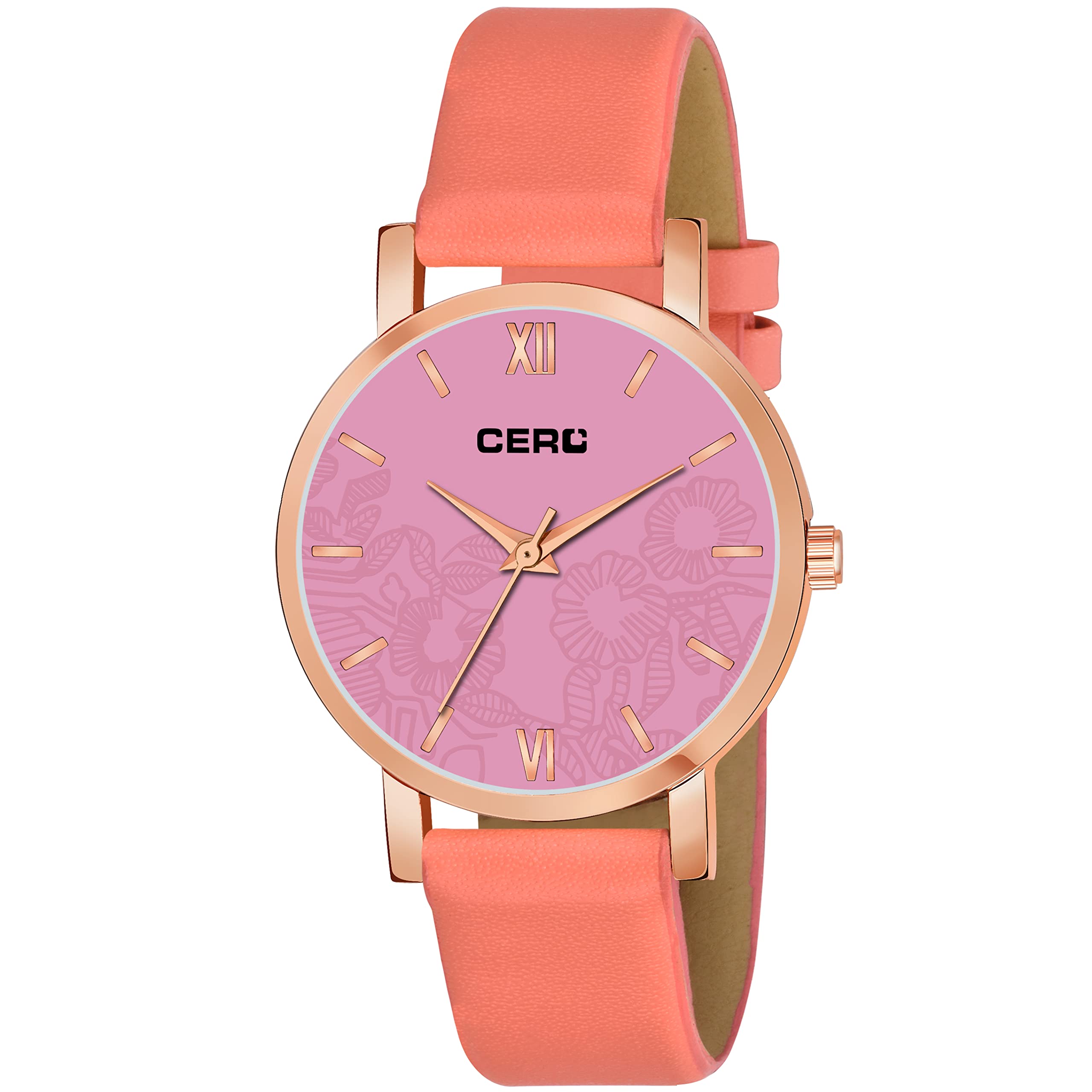 CERO New Leathers Strap Flowers Dial Analogue Women and Girls Watches (Orange) (B09NN8WZ94) Amazon Price History, Amazon Price Tracker