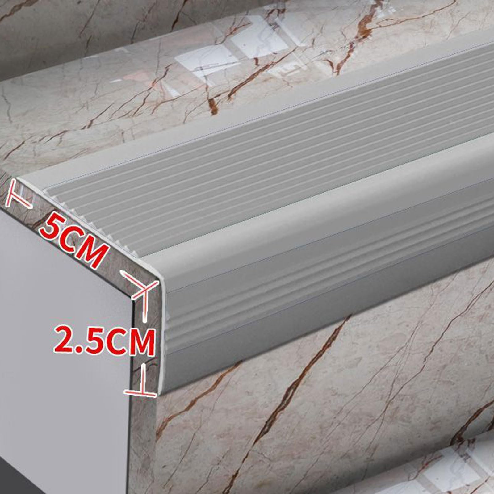 Borde antideslizante para escalera, borde de PVC en forma de L para laminados y terrazas, peldaños antideslizantes y tira de borde de alfombra redondeada, cinta de agarre de seguridad autoadhesiva