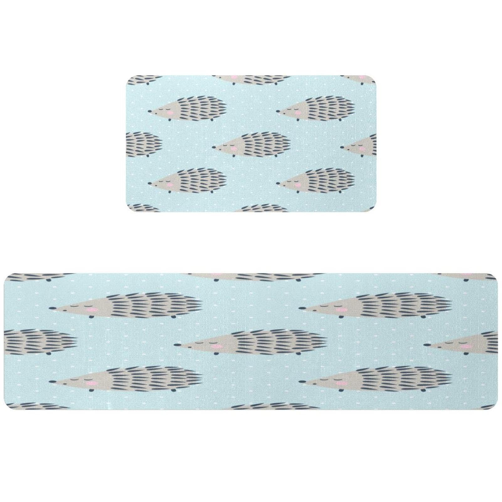 Tapis de cuisine lavable et absorbant hérisson à pois pour sol propre