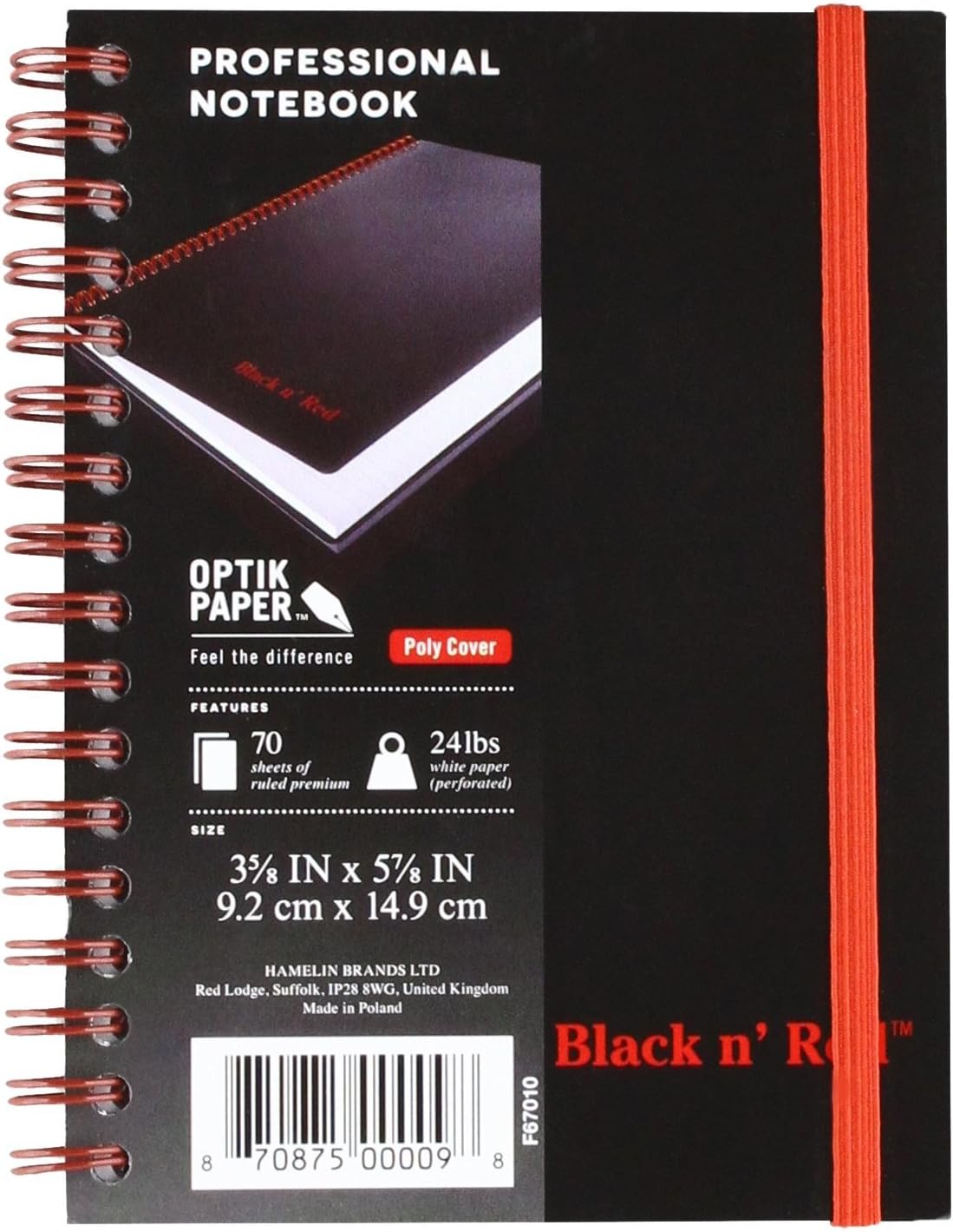 Black n` Red : Poly Twinwire Notebook, Ruled, 5-7/8 x 4-1/8, White, 70 Sheets/Pad -:- Sold as 2 Packs of - 1 - / - Total of 2 Each
