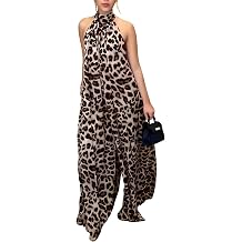 stylewe Sexy Sleeveless Jumpsuit for Women Leopard Wide Leg Romper Lightweight Summer Outfits with Pockets
