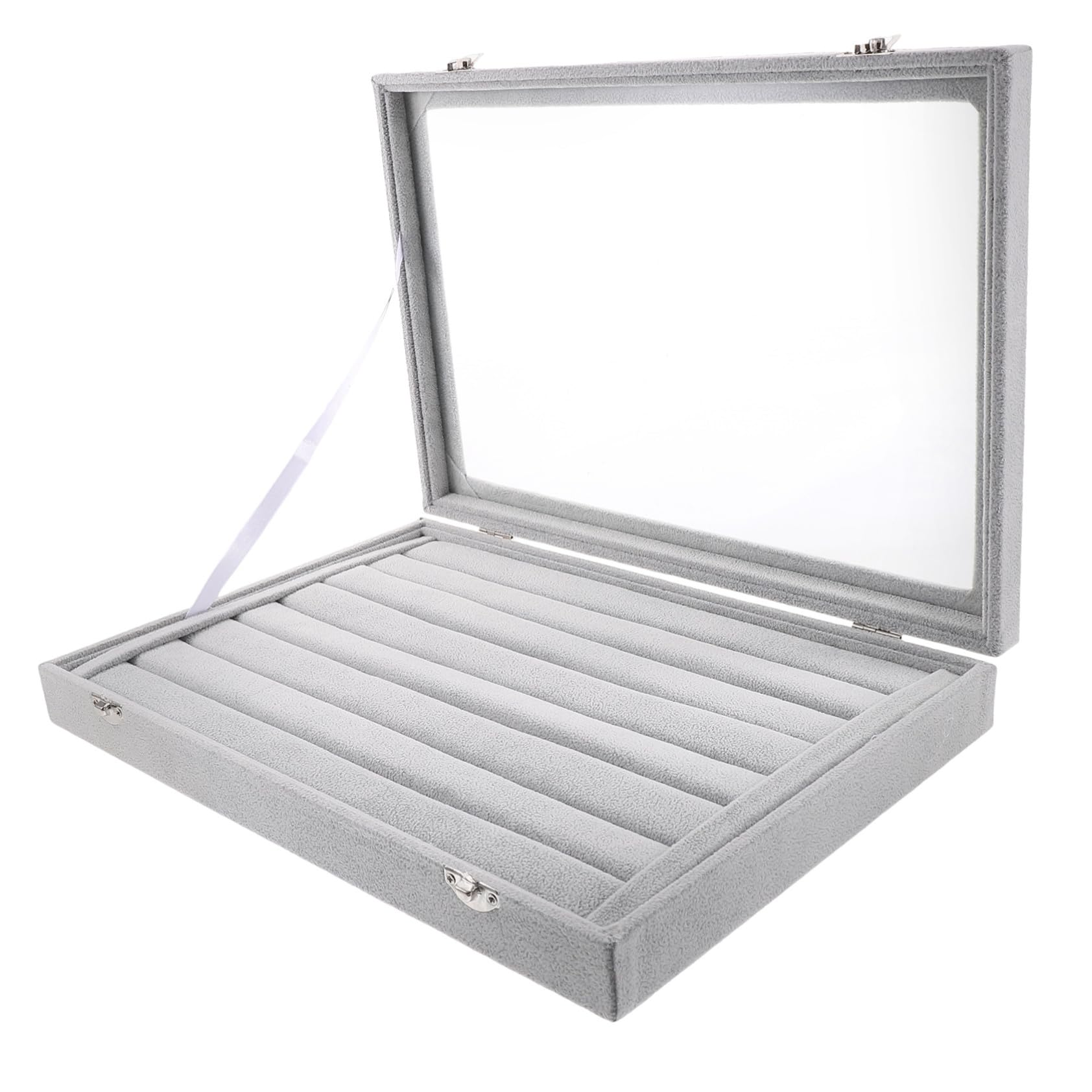 Uonlytech Caja de Almacenamiento de Anillos Transparente Tapa Bandejas Apilables para Organizar Joyas Caja de Anillos para Exhibir Joyas