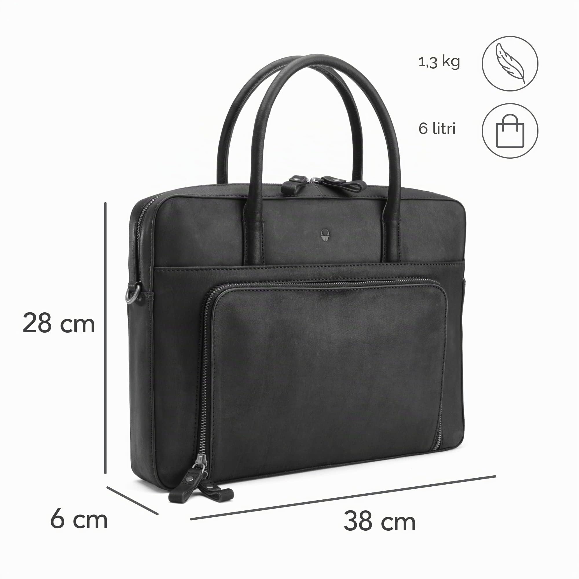 DONBOLSO Borsa per Computer Portatile Nizza | Borsa in Pelle con Scomparto per Laptop | Cartella per Notebook | Borsa a Tracolla per Uomo e Donna | Borsa da Lavoro