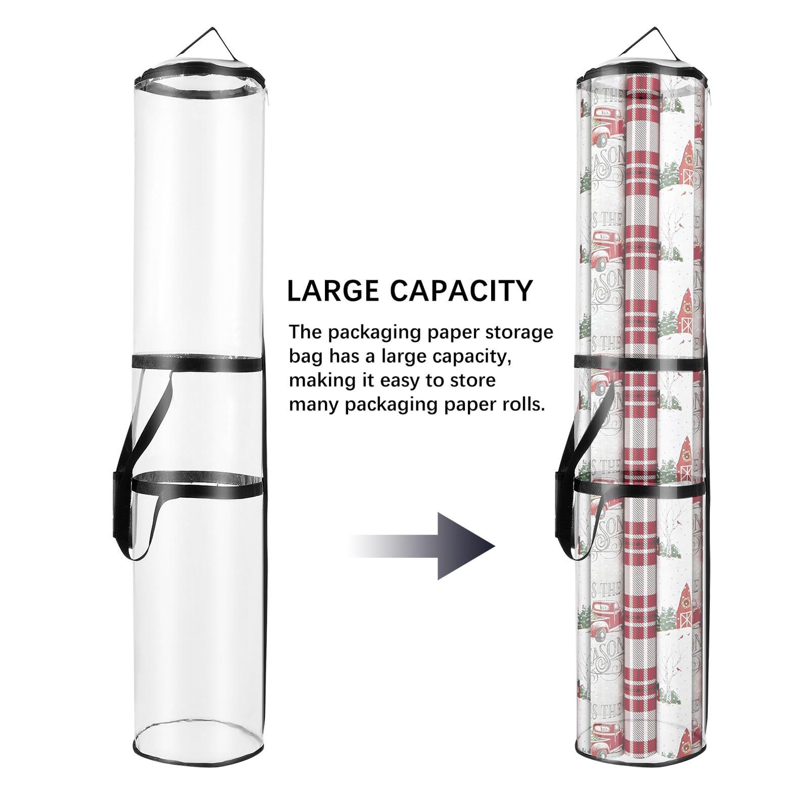 TOGEVAL 2 Stück Teiliges Geschenkpapier Aufbewahrungsset PVC Tasche mit Tragegriff Große Kapazität Geschenkpapierrollen Organizer für Zuhause Büro und Laden