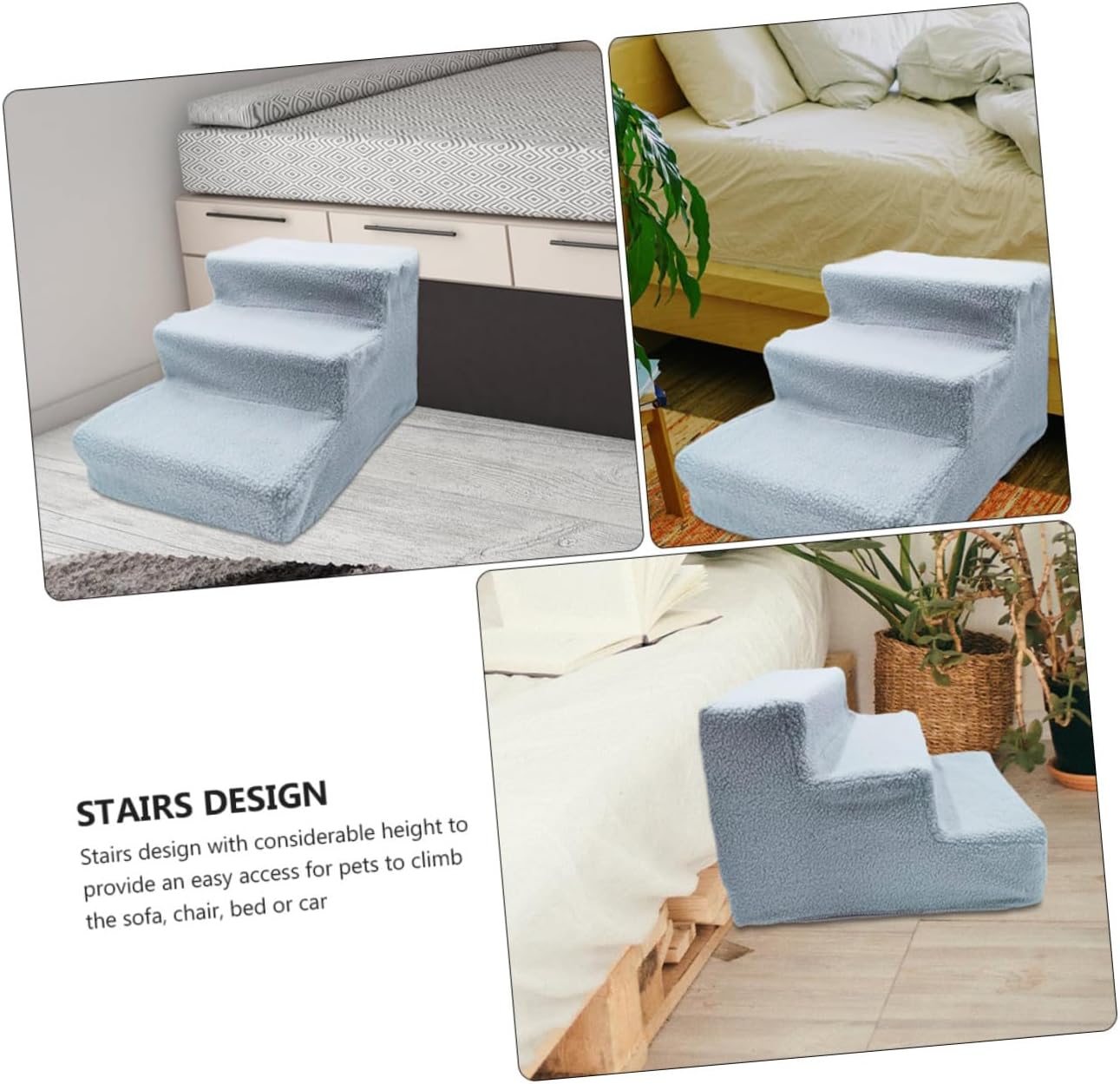 Portable Pet Steps Ladder for Cats and Dogs Lightweight Plastic Ramp with Non-Slip Surface Triangle Structure Design for Sofas Beds and Travel Use