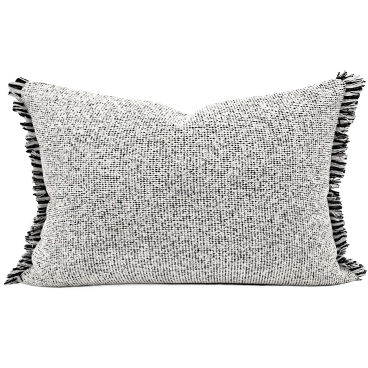 IUVYTA Chenille Pillow Covers Simpe Black Pu Leather Weaven Cushion Cover Sofa Pillowcase And White Chenille Pillow(60 * 40cm)