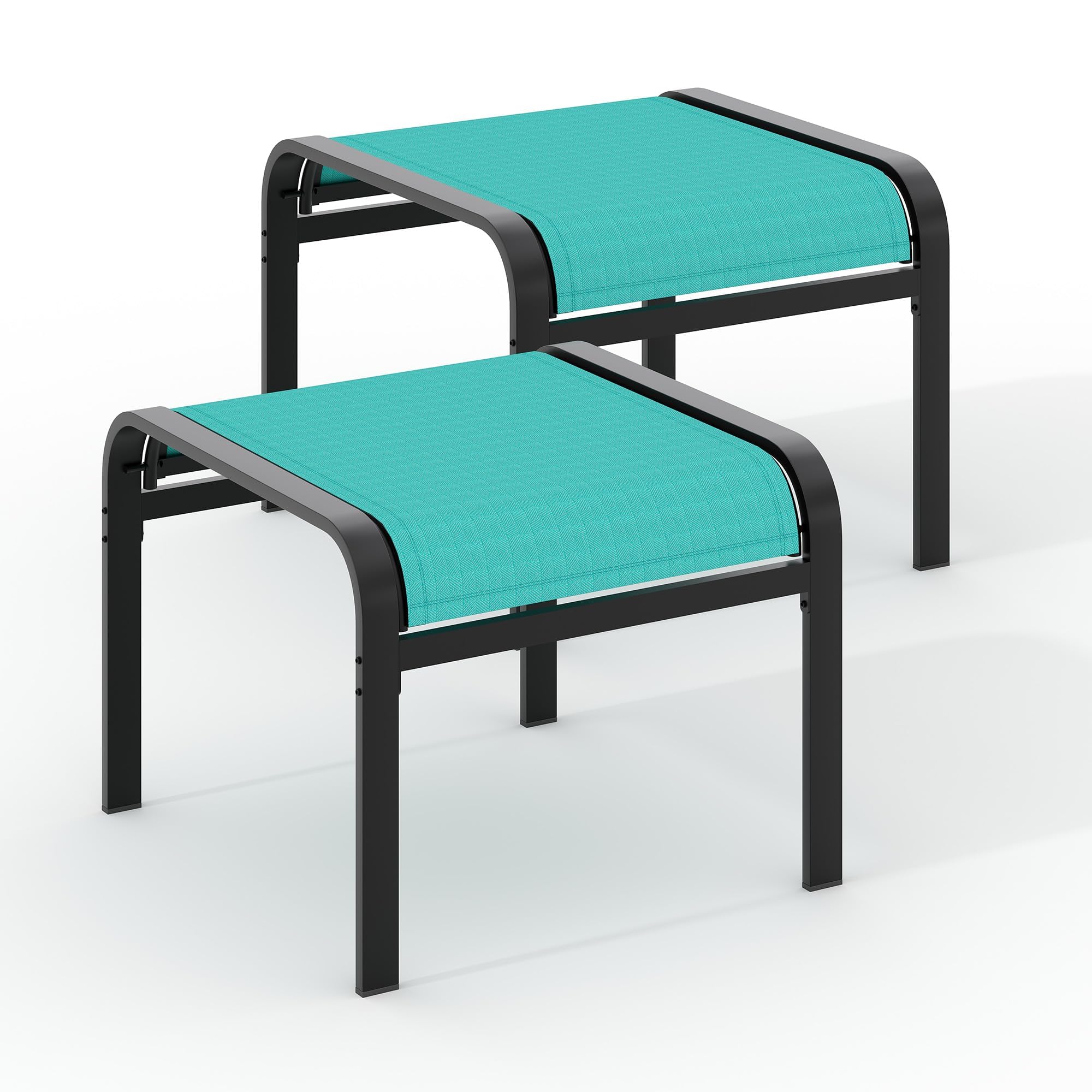 Garvee Textilene Outdoor Fußhocker – Klappbarer Hocker Für Terrasse Balkon, Cyan