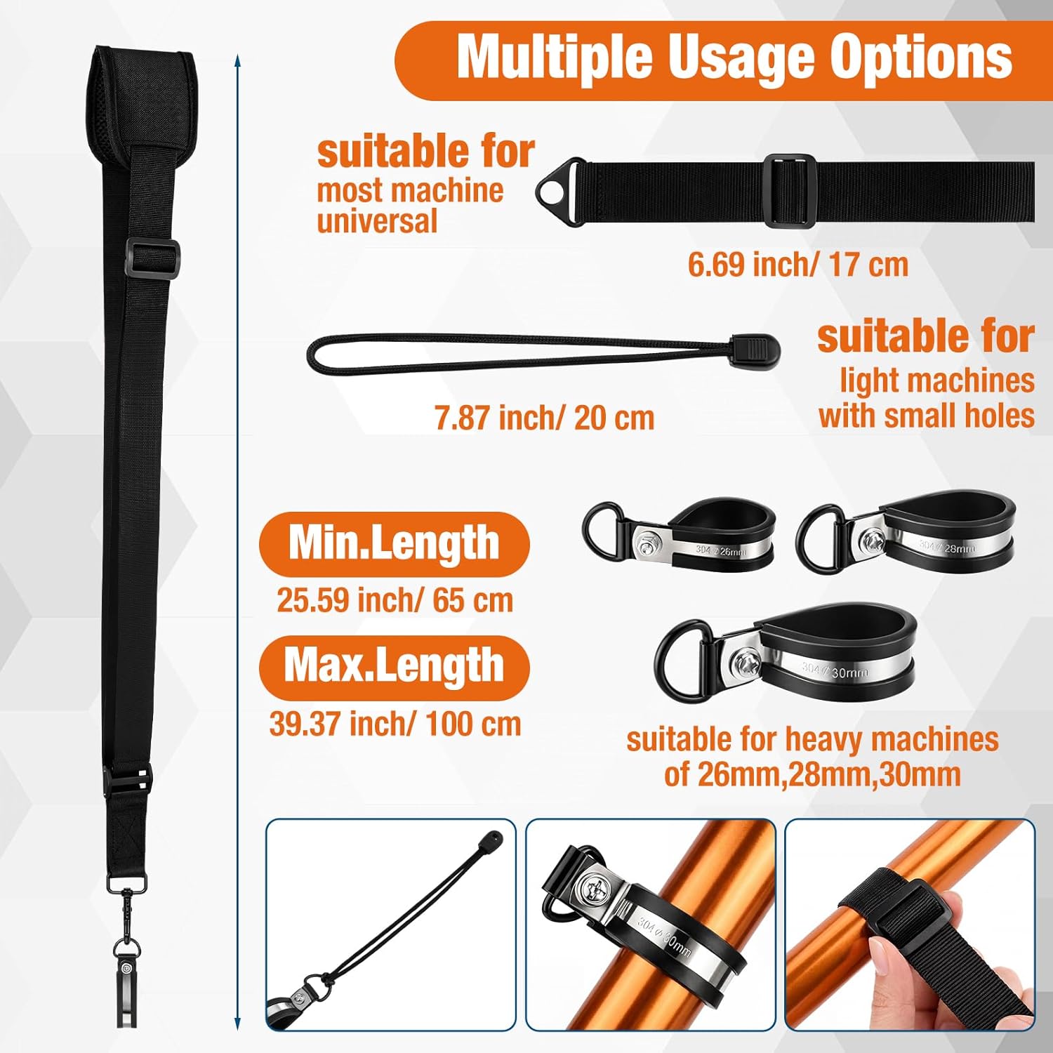 Ergonomic String Trimmer Handle Extension & Shoulder Strap Kit, Universal Grass Trimmer Grip Attachment for Lawn Care, Back Saver Landscaping Edger Tool(Orange)