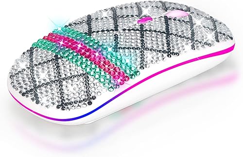 Ratón inalámbrico, ratón óptico silencioso de 2.4 GHz con conexión inalámbrica Bluetooth de modo dual RGB colorido luminoso para