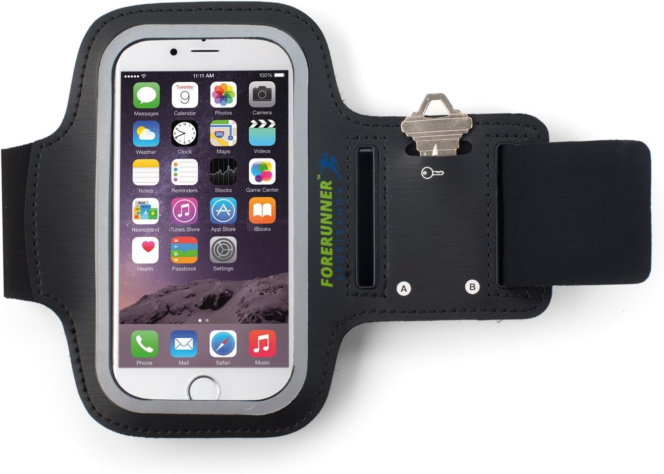 Forerunner Sportband+ iPhone 6 Sports Workout Armband for Running with Additional Ports for Earphone-Free Listening for 8-14 inch Arms