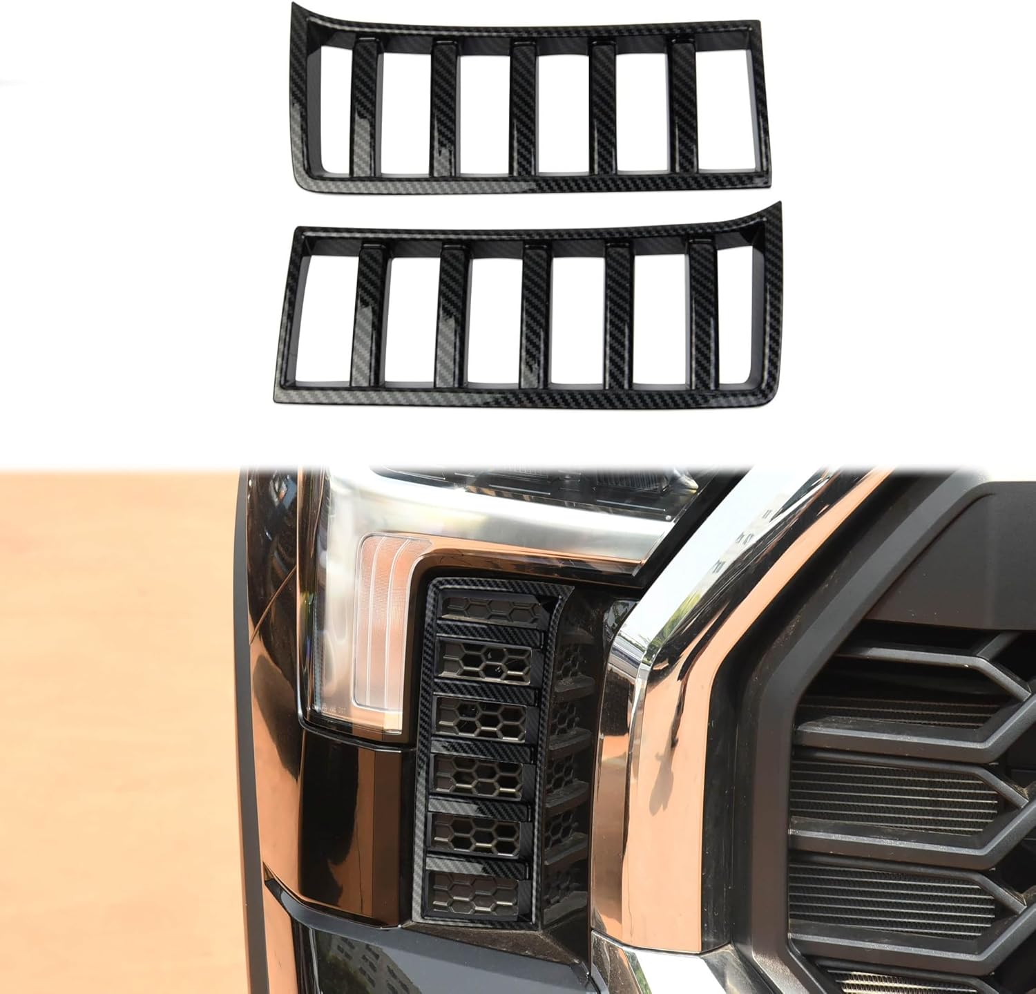 Carbon Fiber Front Headlights Grille Vent Trim Cover For Toyota Tundra 2022-2026