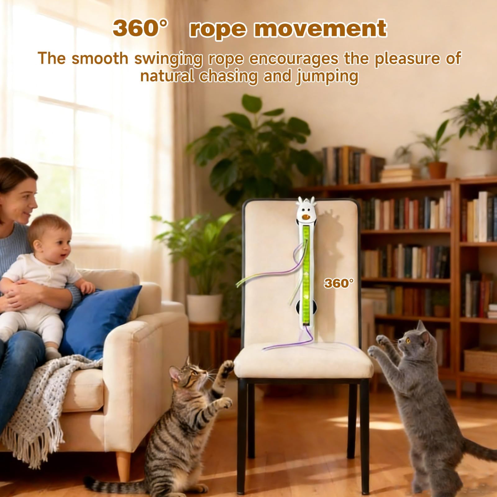 Jouet pour Chat avec Corde Volante Automatique, de Calme À Fou, Jouet Mural Électrique Automatique pour Chat, Jouets Enrichissants Rechargeables pour la Cuisine Ou la Salle de Jeux Blue