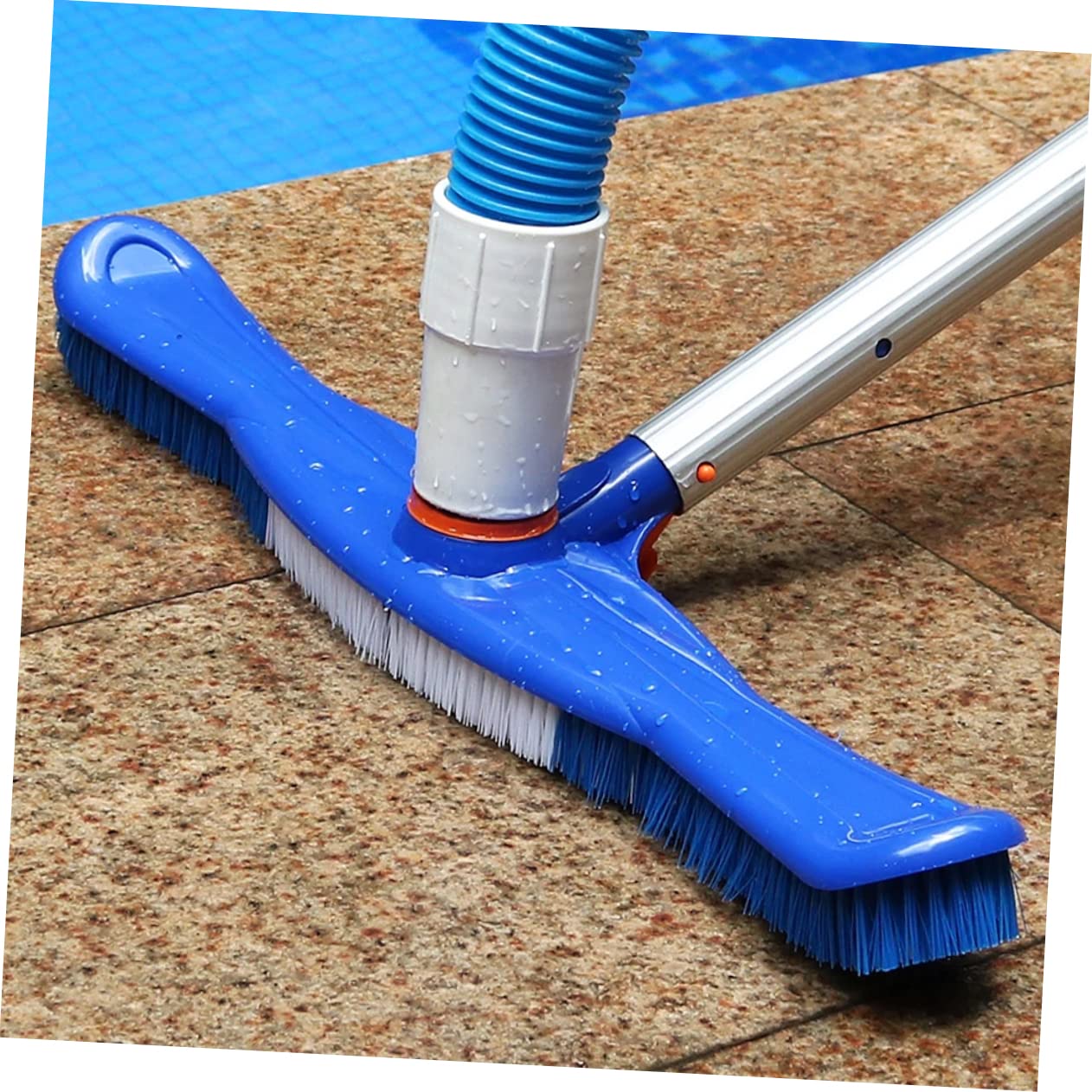 Brosse de Nettoyage pour Piscine 20 Pouces, Poils Plastique, Robuste | Balai Brosse Piscine Bleu, Aluminium, Nettoyage Rigoureux Intérieur et Extérieur, Sandales Femme