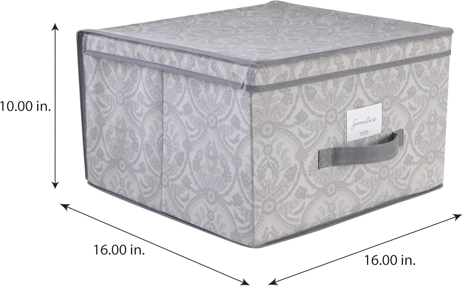 Laura Ashley Non-Woven Jumbo Storage Box, Dimensions: L16 x W16 x H10, Collapsible, Durable, Home Organization, Closet Storage, Grey