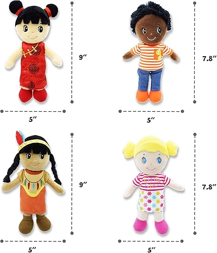 Miniatura 7 de June Garden Set de muñecas suaves de 8.5 pulgadas con bolsa de almacenamiento, regalo para bebés y niños pequeños