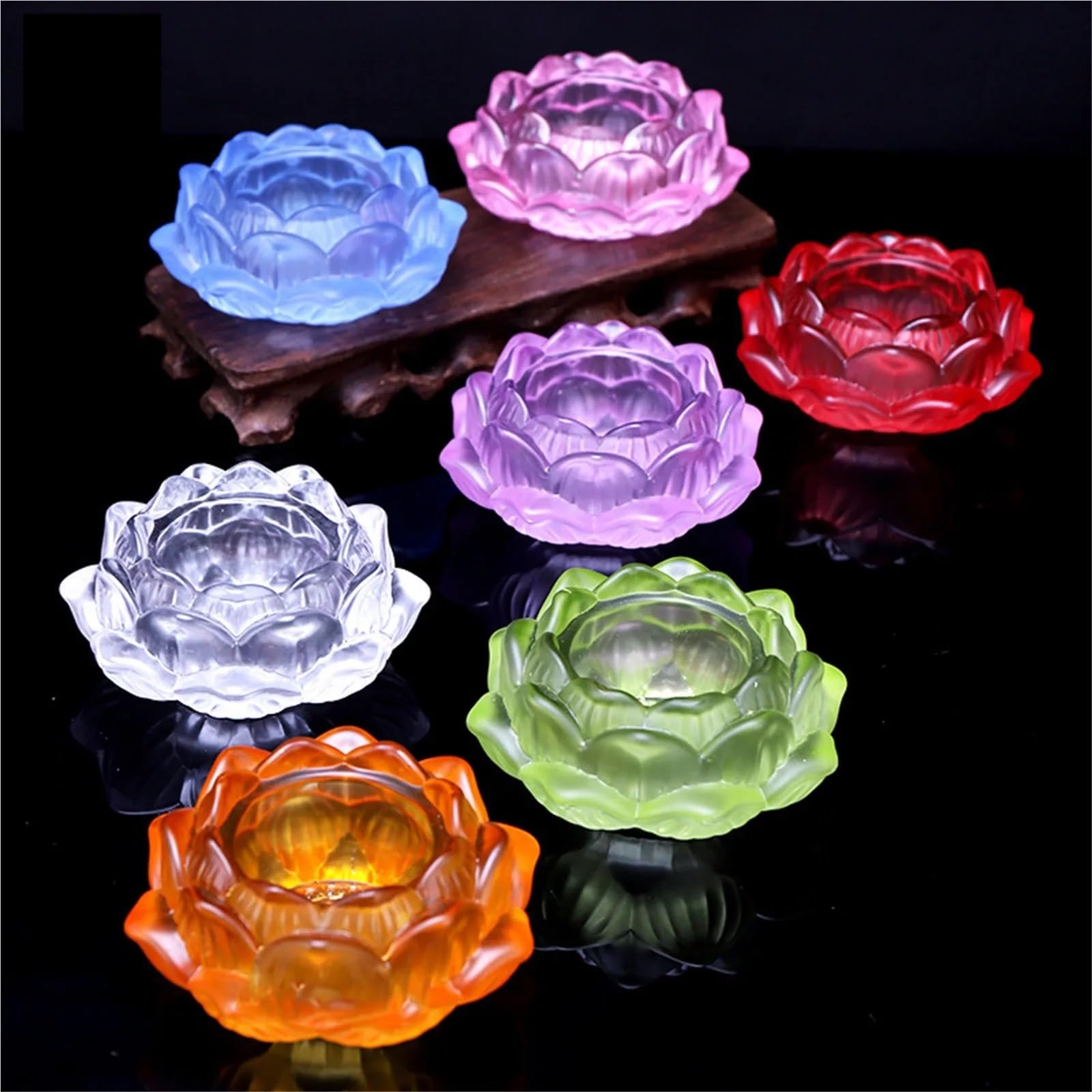 Teelichthalter-Set 3-teiliges Teelicht-Kerzenhalter-Set, Blumen-Kristall, Teeglas, Kerze, Heimdekoration, Party, Wachshalter(Purple)