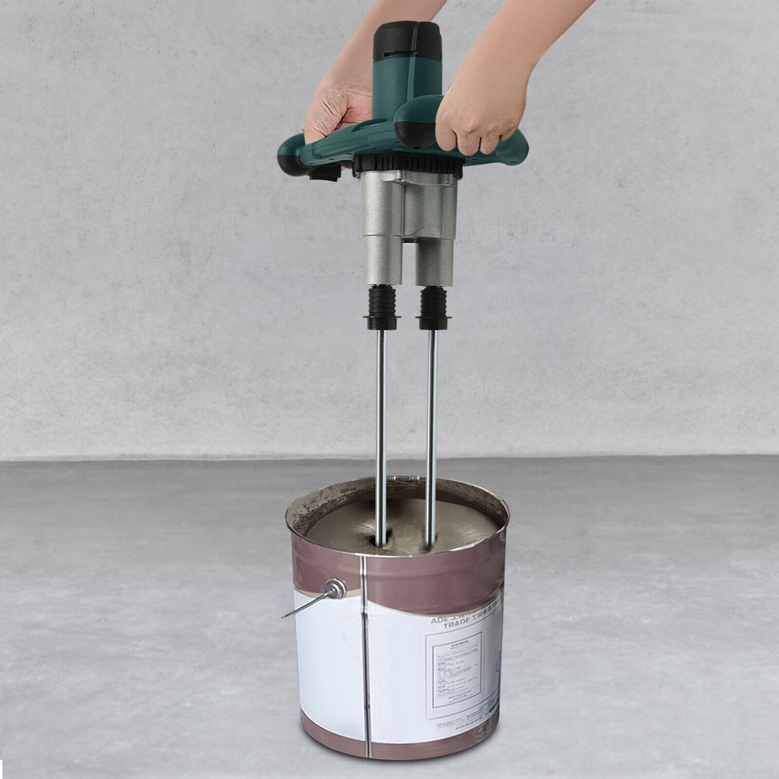 Miscelatore per calcestruzzo, 2800 W, doppio agitatore, a 6 marce, miscelatore per cemento a mano per miscelare vernici, cemento, malta (verde)
