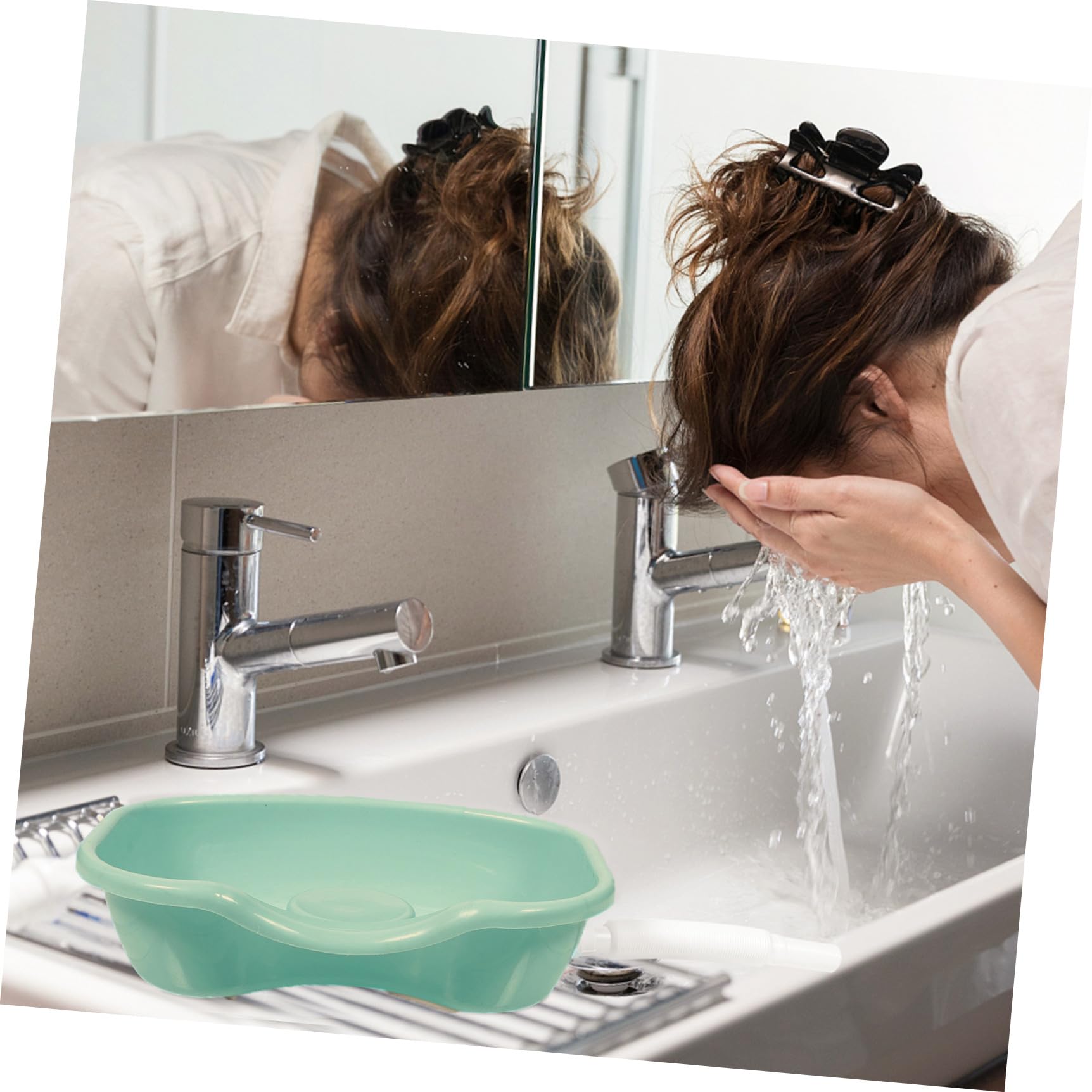 Bettlägeriges Shampoo Haarwaschbecken aus Kunststoff für Schwangere und Pflege Großes Ergonomisches Haarwaschbecken zum Haarewaschen im Liegen Tragbares Shampoo Becken für Zuhause