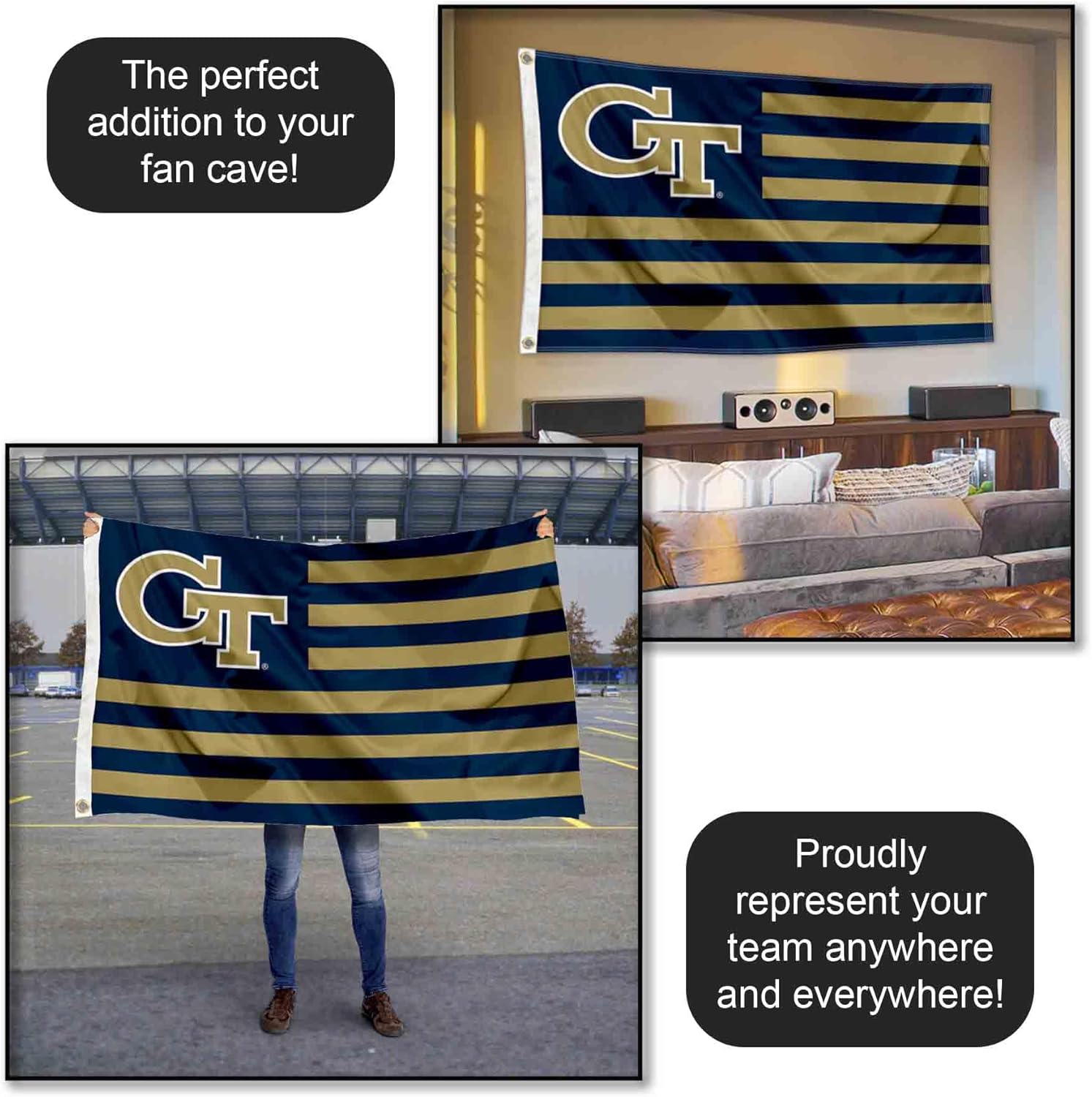 Georgia Tech Yellow Jackets American Stripes Nation Flag - Image 5