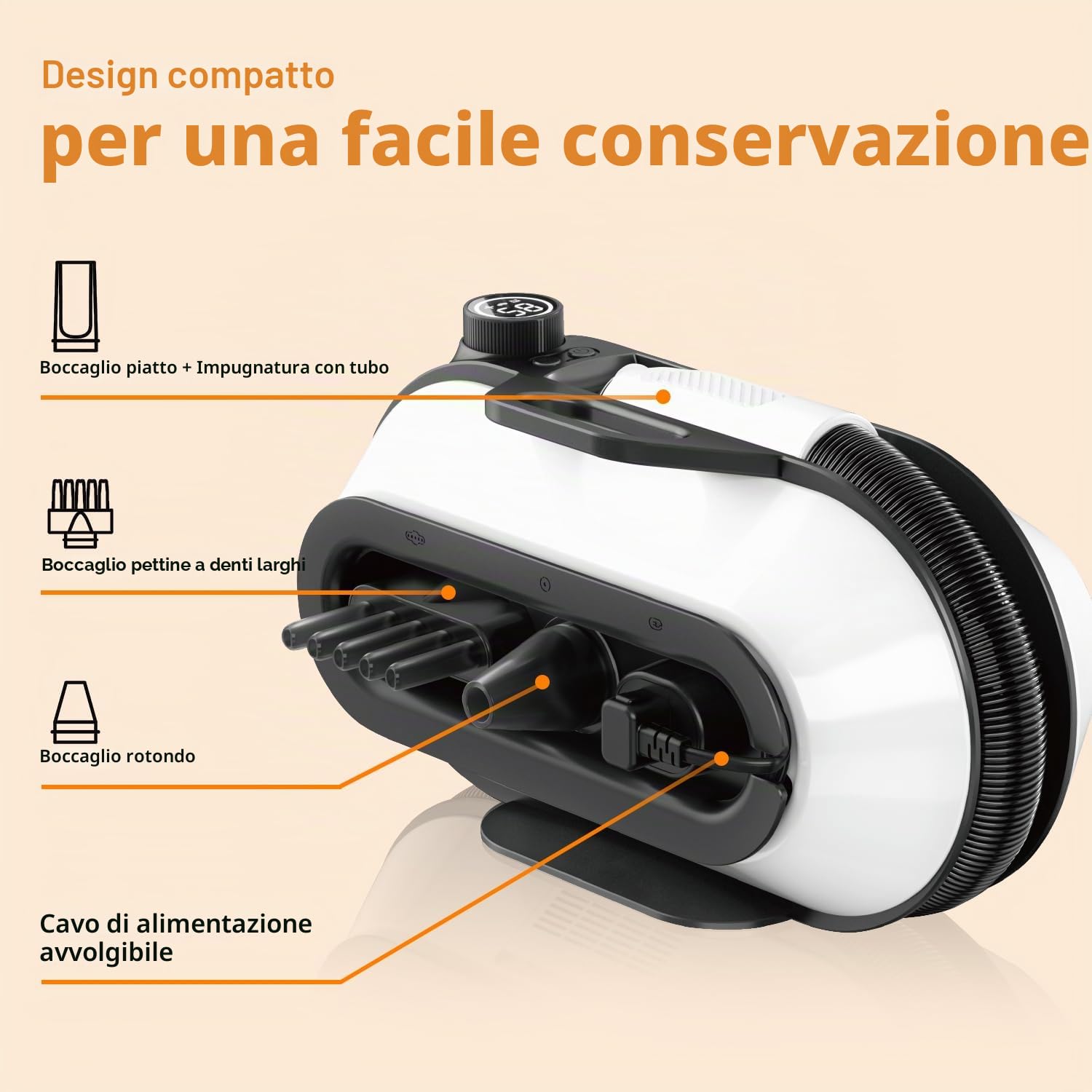 LIGIANT P40 Asciugacapelli per Cani Blower, Ultra Silenzioso (40 Db modalità Gatto), 3 Bocchette in 1, velocità & Temperatura Regolabili, Tecnologia a Ioni Negativi, Compatto e per Cani e Gatti